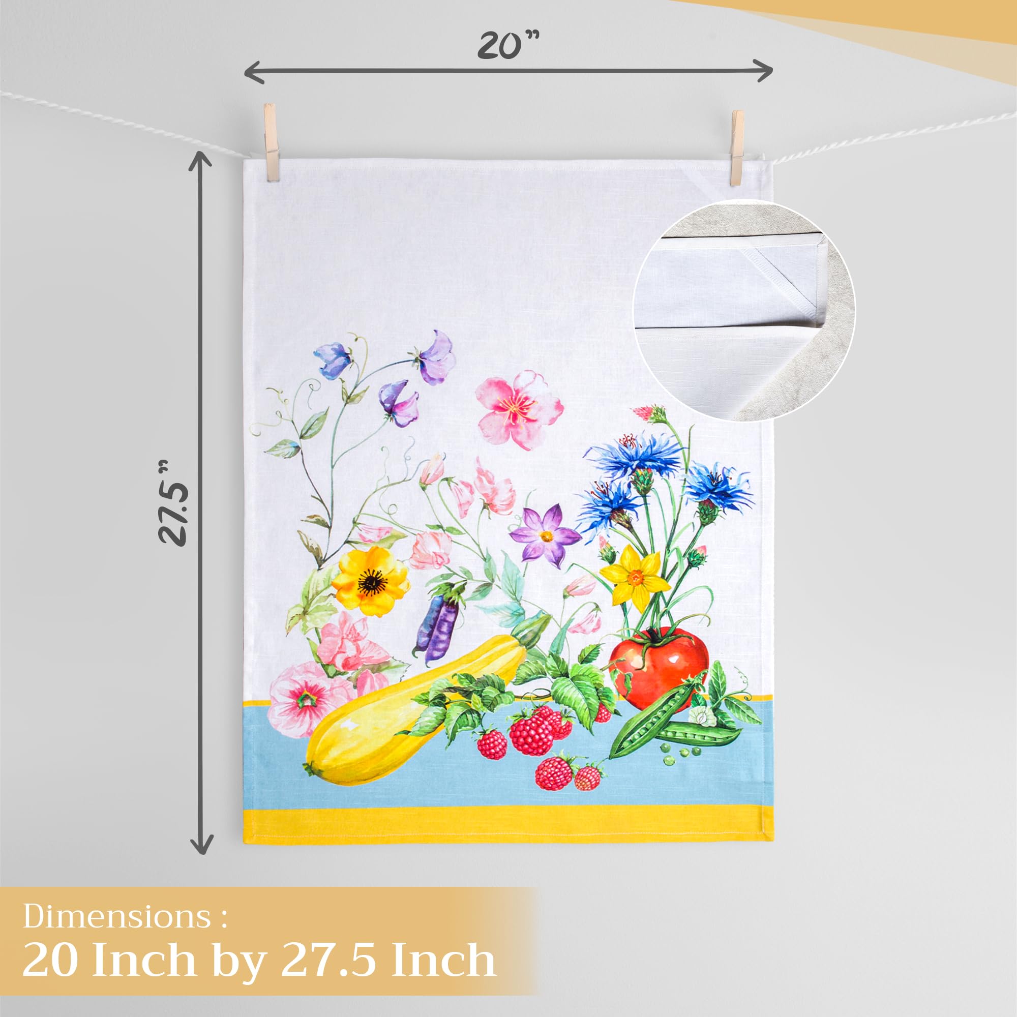 Premium 100% Cotton Kitchen Towels Set of 3 - Absorbent Dish Cloths 27.5