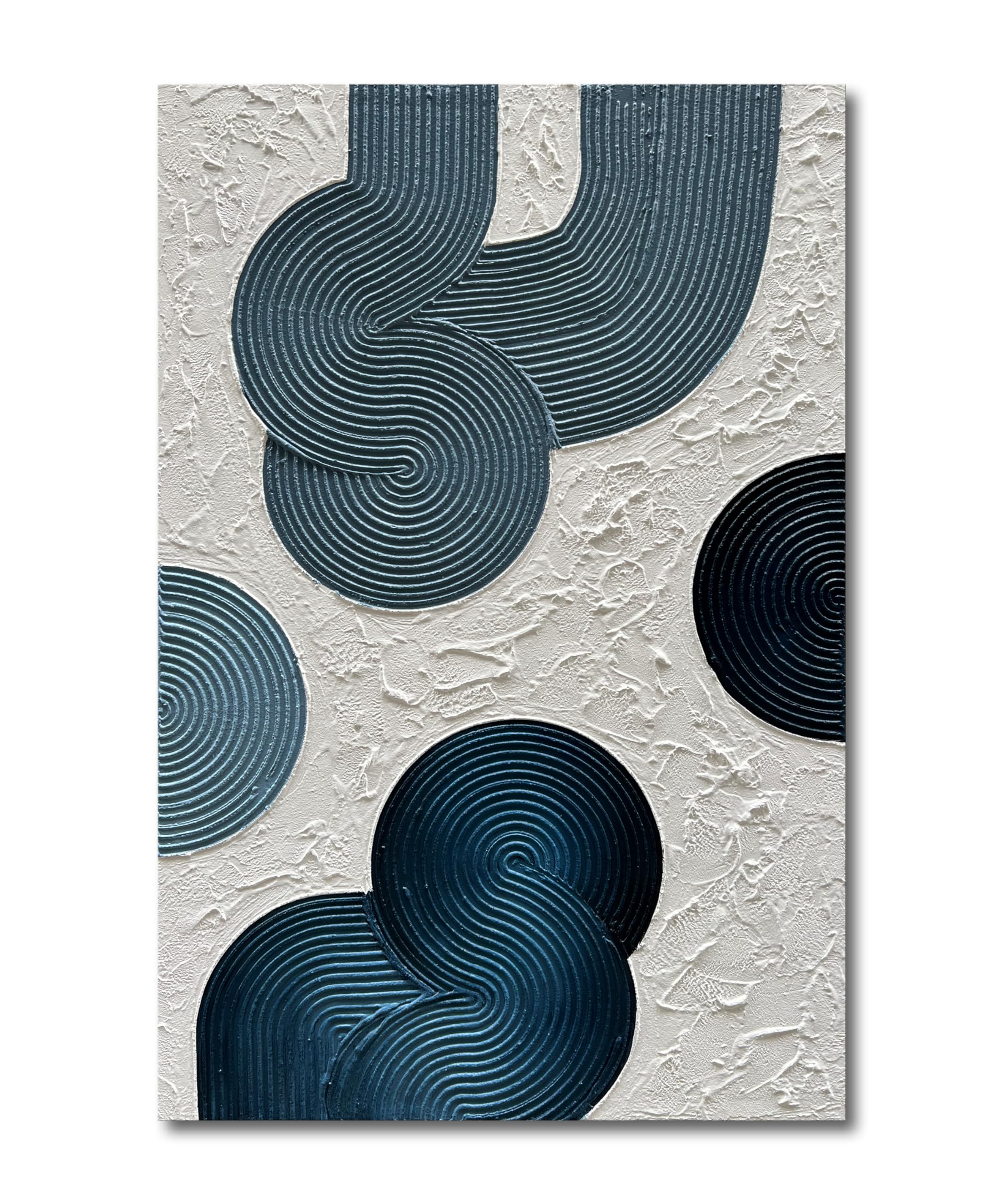 Hand-Painted Blue Abstract Oil Painting - Thick Texture Modern Minimalist Wall Art - 45x30 Inch Large Canvas Decor for Living Room, Bedroom & Office