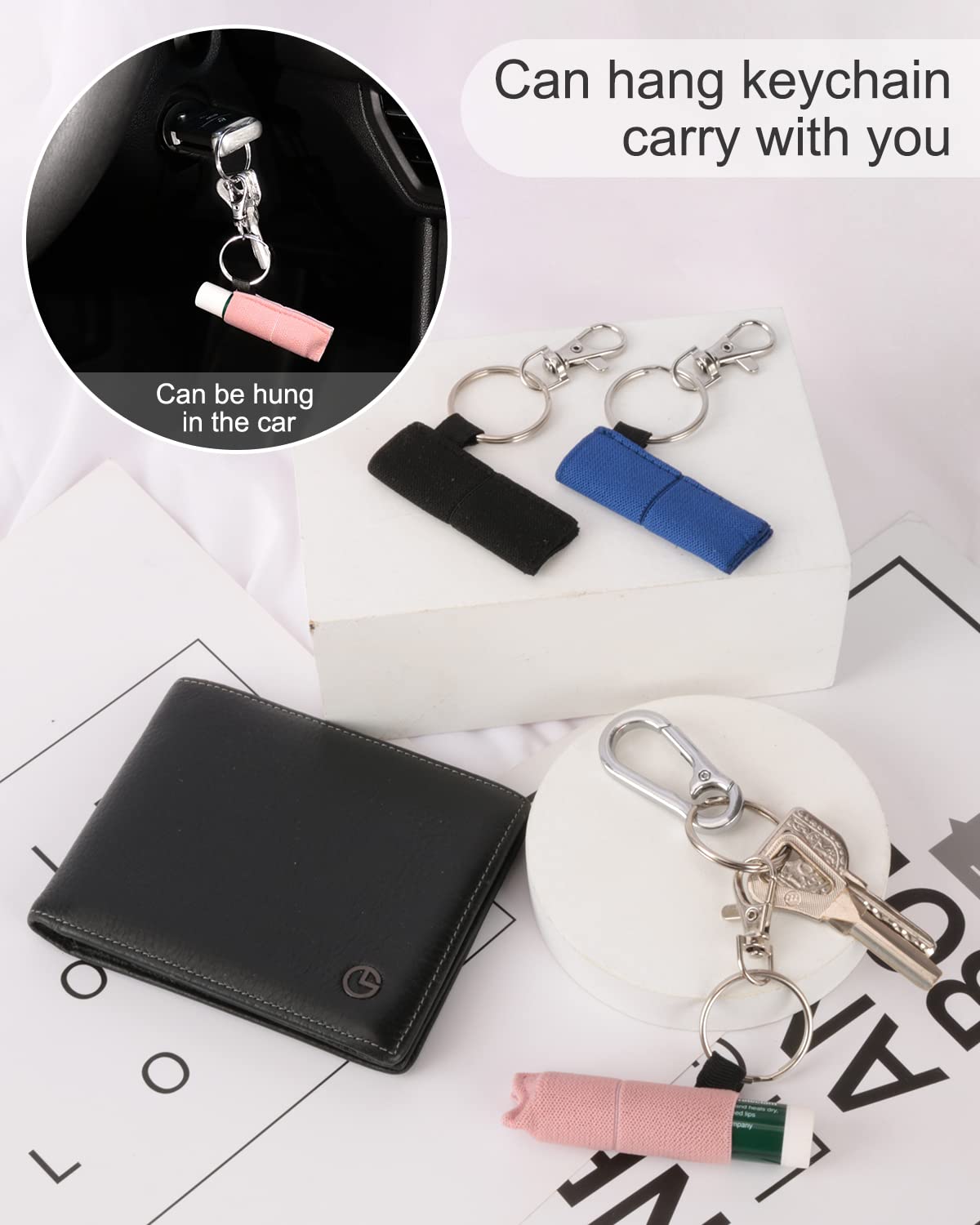 5pcs Lip Balm Holder with Hook - Elastic Chapstick & Lip Gloss Sleeve Pouch for Women | Perfect Stocking Stuffers Gift, Travel & Everyday Essentials