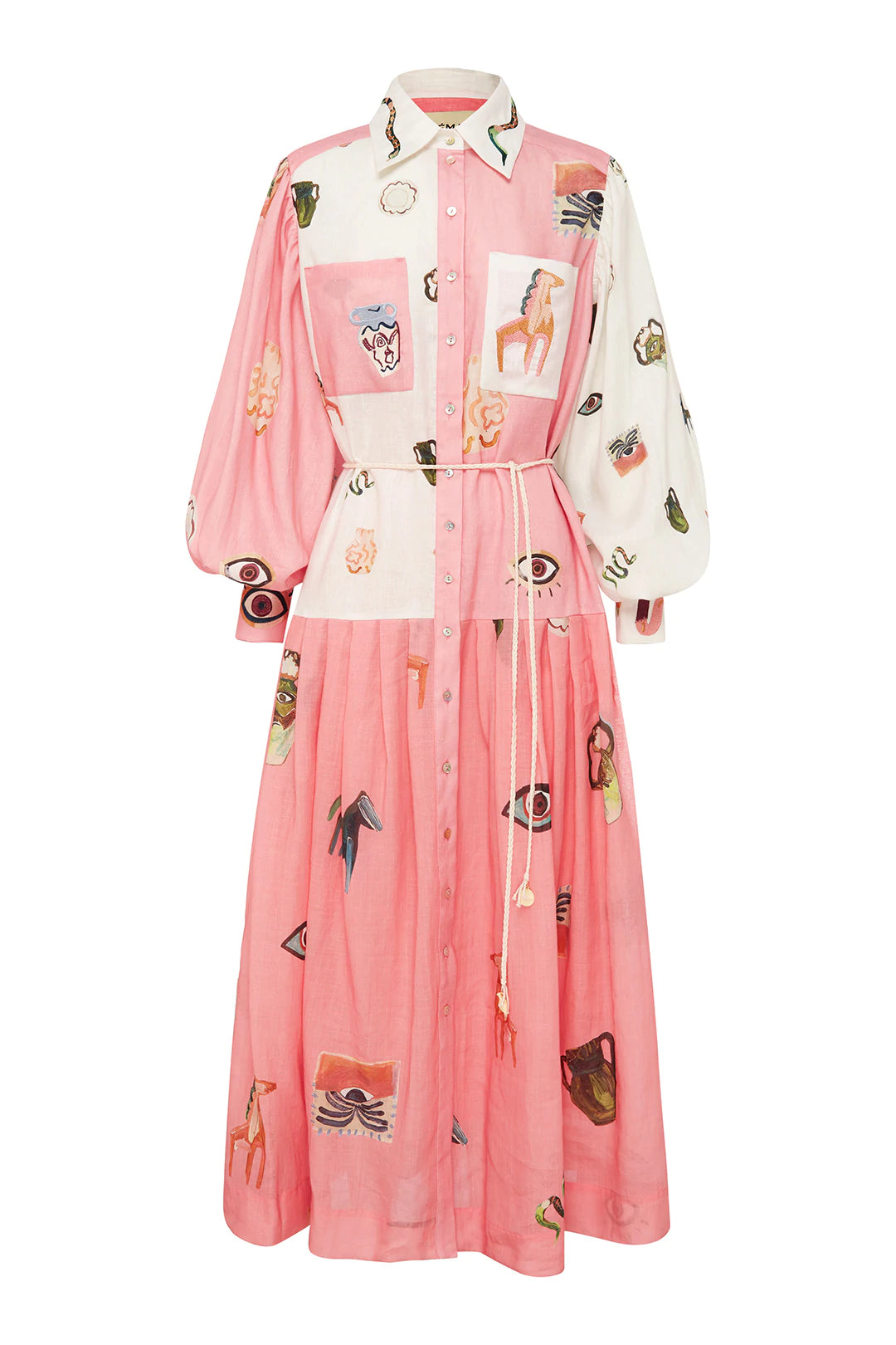 Cleo Patchwork Shirtdress for Women - Stylish & Comfortable Floral Print Button Down Dress for Casual Outings & Summer Wear