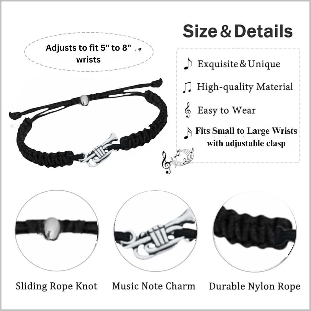 Trumpet Bracelet for Women & Teens - Infinity Collection Music Jewelry, Perfect Marching Band Gift for Musicians & Music Lovers | Ideal for Concerts, Performances & Everyday Wear