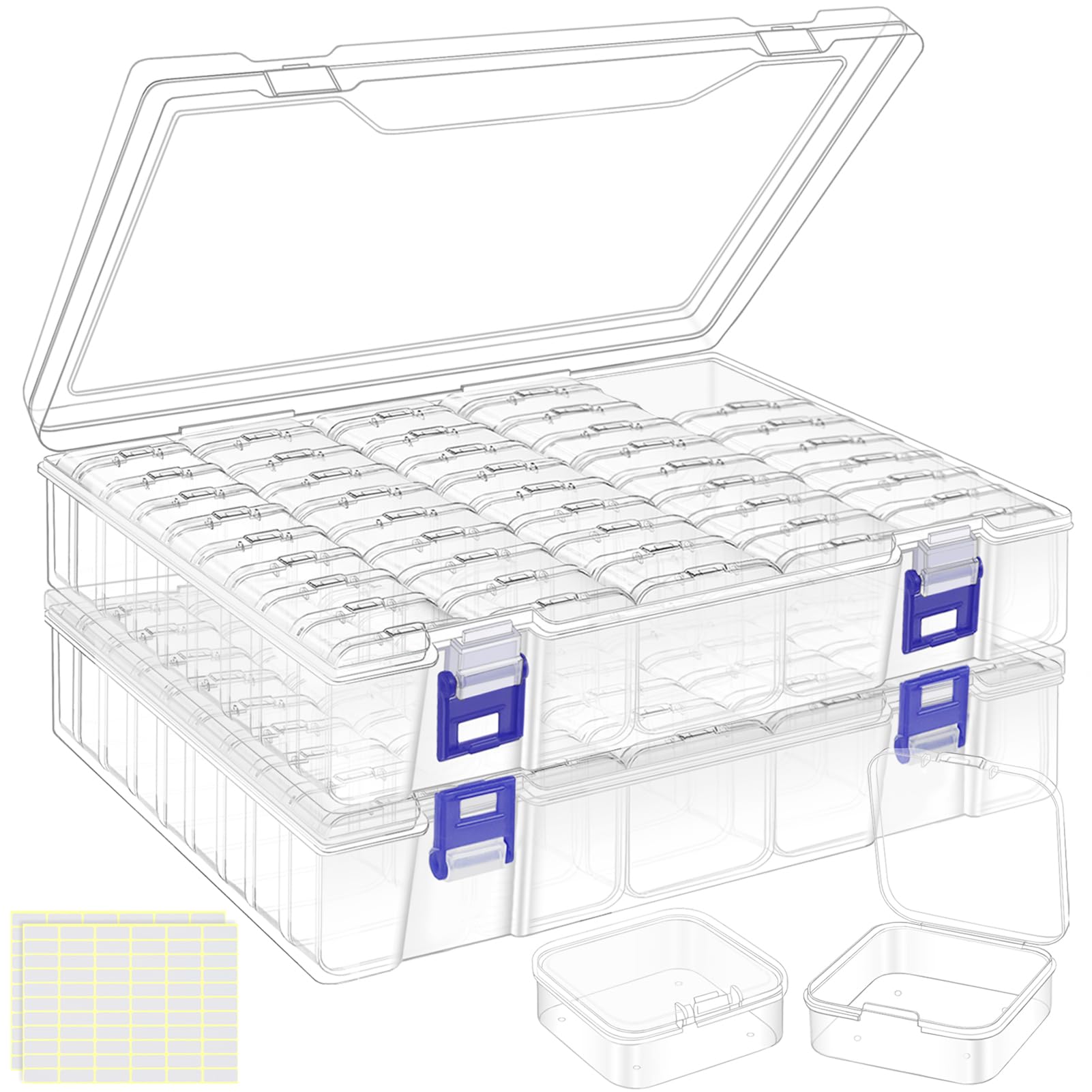 DILIBRA 92 Pcs Bead Organizer Box Set - Clear Plastic Storage Containers with Hinged Lids for Beads, Jewelry Making, Diamond Painting & DIY Crafts - Perfect for Craft Rooms, Travel & Home Organization