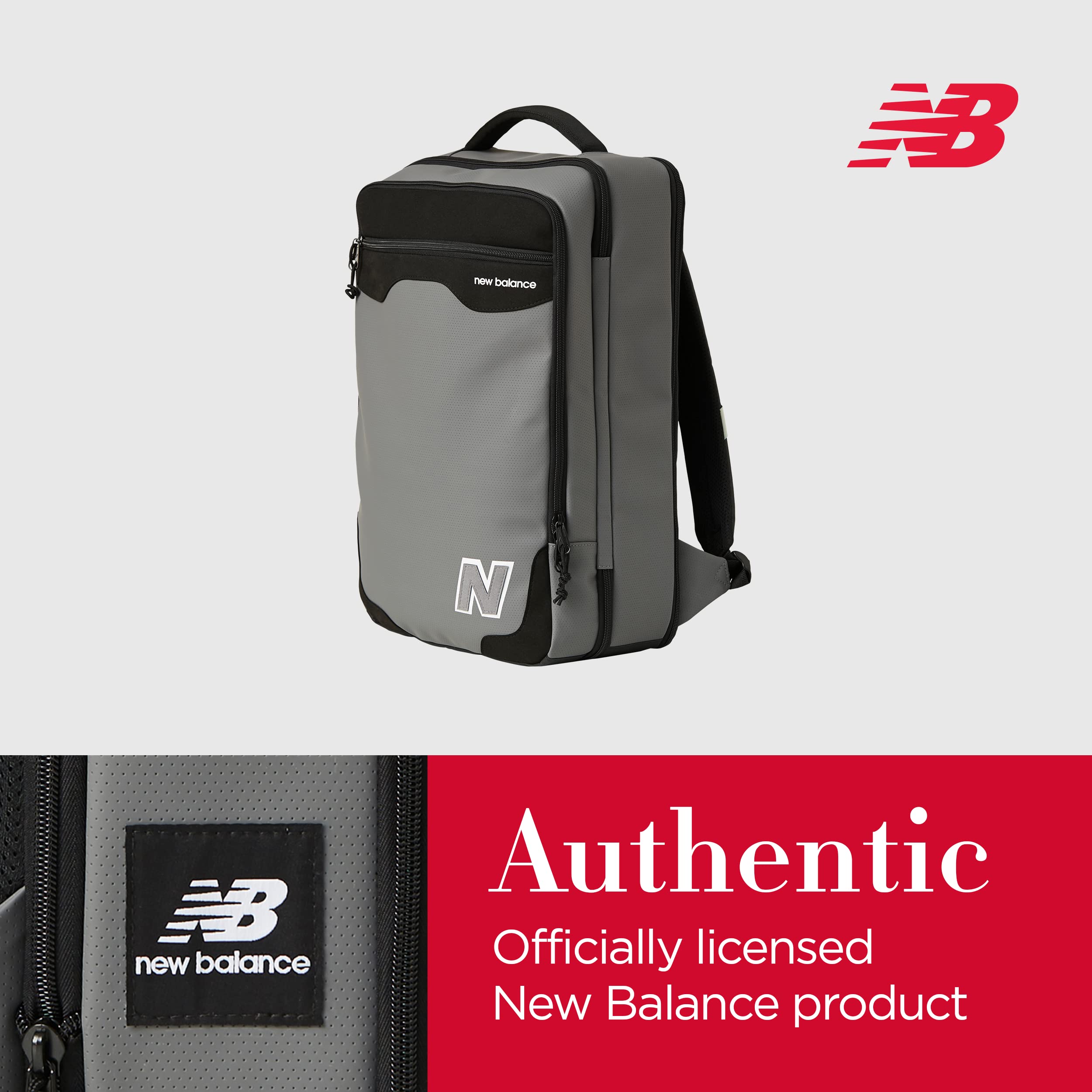 New Balance Grey One Size Backpack for School, Travel & Work - Lightweight & Durable Laptop Backpack with Multiple Pockets