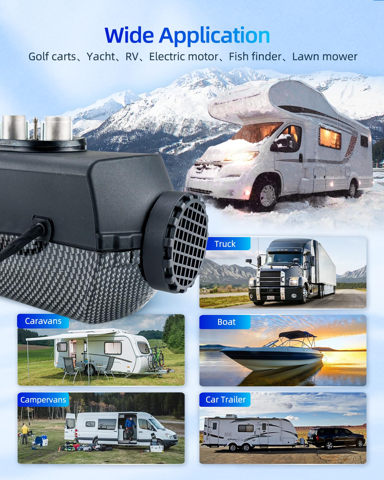 PHILTOP 8KW 12V Diesel Air Heater with Remote Control & LCD Display - Portable Parking Heater for Cars, Trucks, RVs, Boats & Campers | Indoor Use with 10L Tank & Muffler | Black Textured Finish | Perfect for Winter Camping & Vehicle Heating