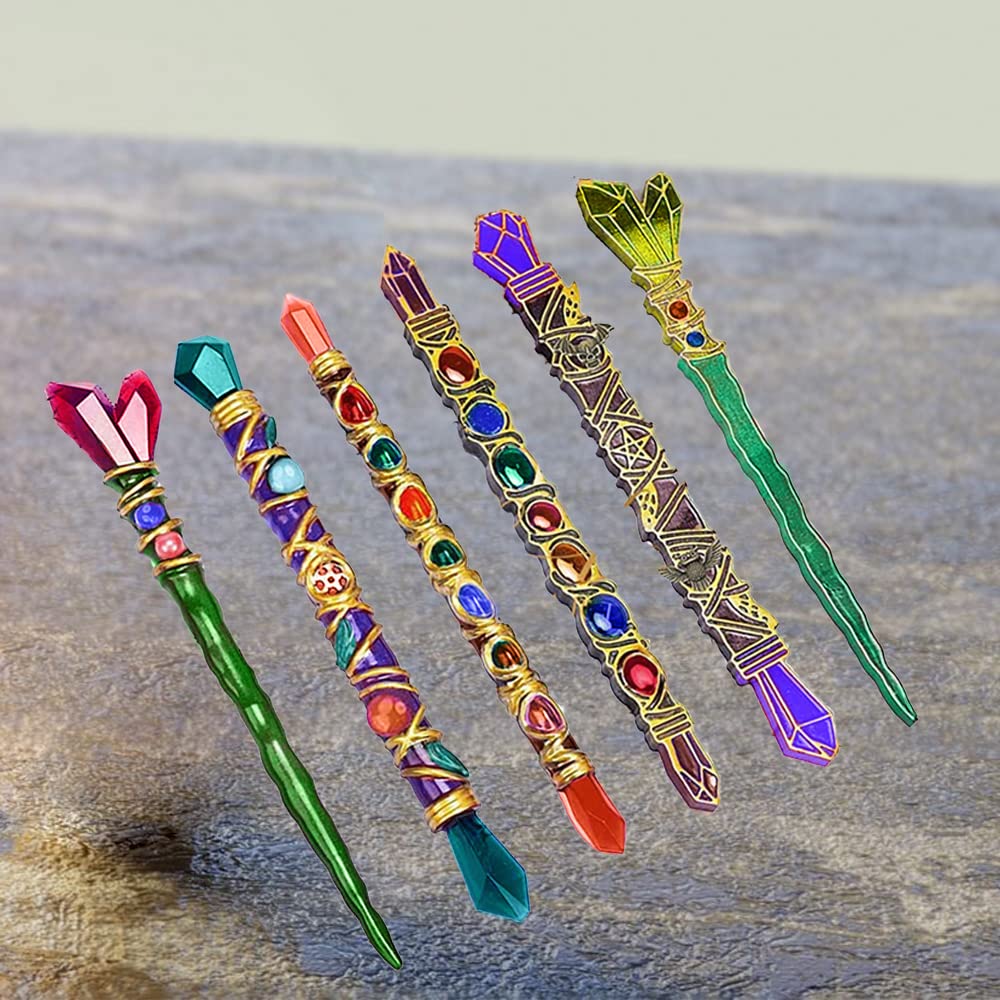 6-Piece Silicone Witch Wand Resin Molds Set - Crystal Stick Molds for Epoxy Resin Casting, DIY Craft, Party Decorations - Perfect for Halloween, Cosplay, Witch-Themed Parties & Unique Handmade Gifts