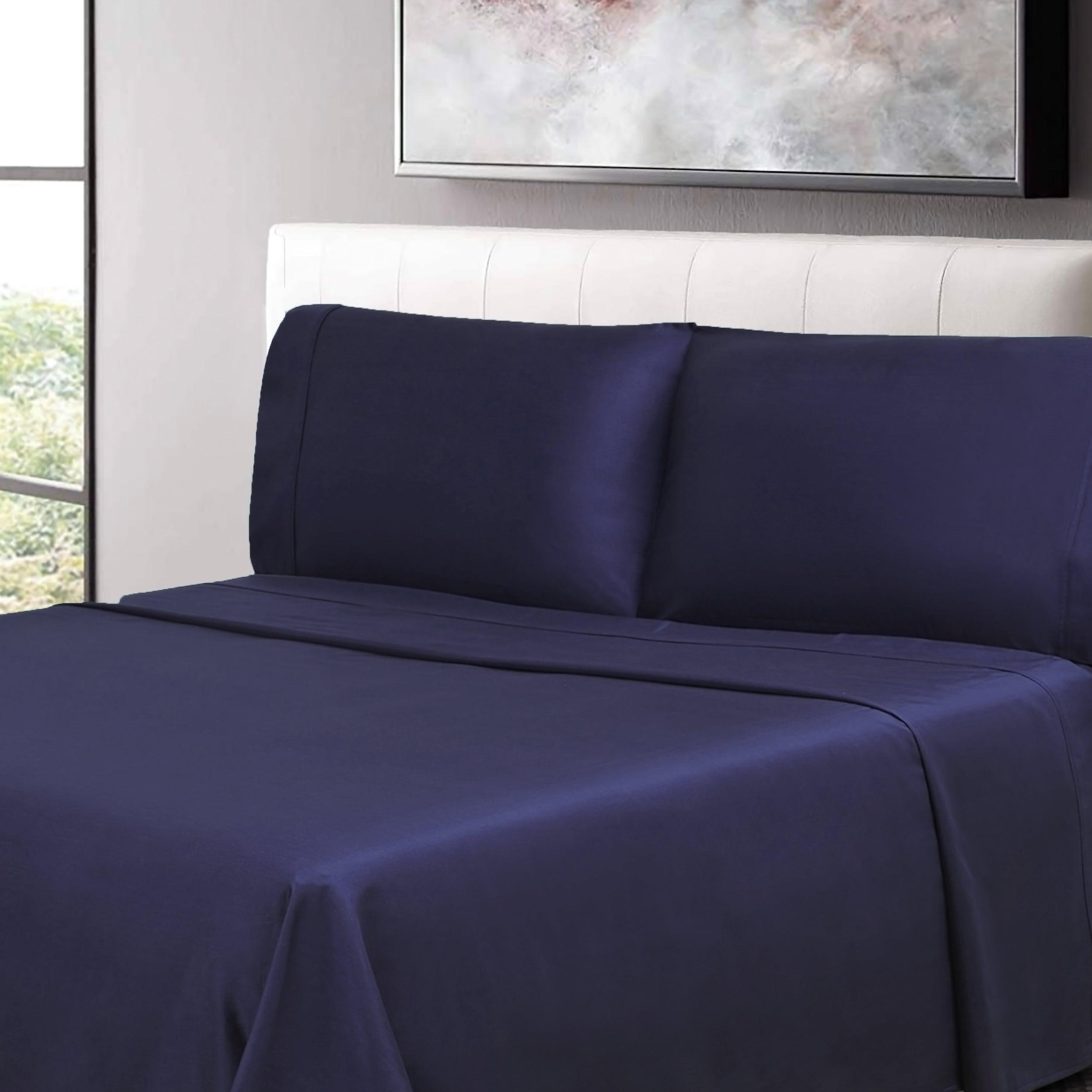Premium 300 Thread Count 100% Cotton Percale Deep Pocket Sheet Set - Ultra Soft & Breathable for All-Season Comfort - Perfect for Queen, King, Twin & Full Size Beds