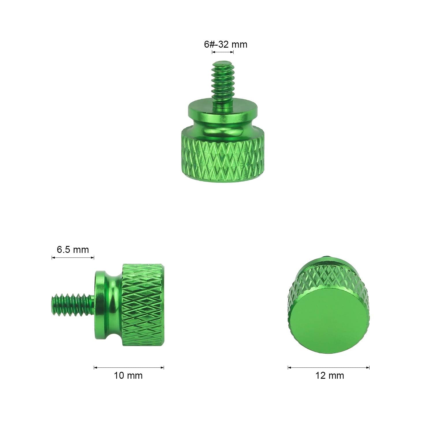 10Pcs 6-32 Thread Green Thumb Screws for PC Computer Case & Power Supply - Perfect for DIY PC Builds and Hardware Upgrades