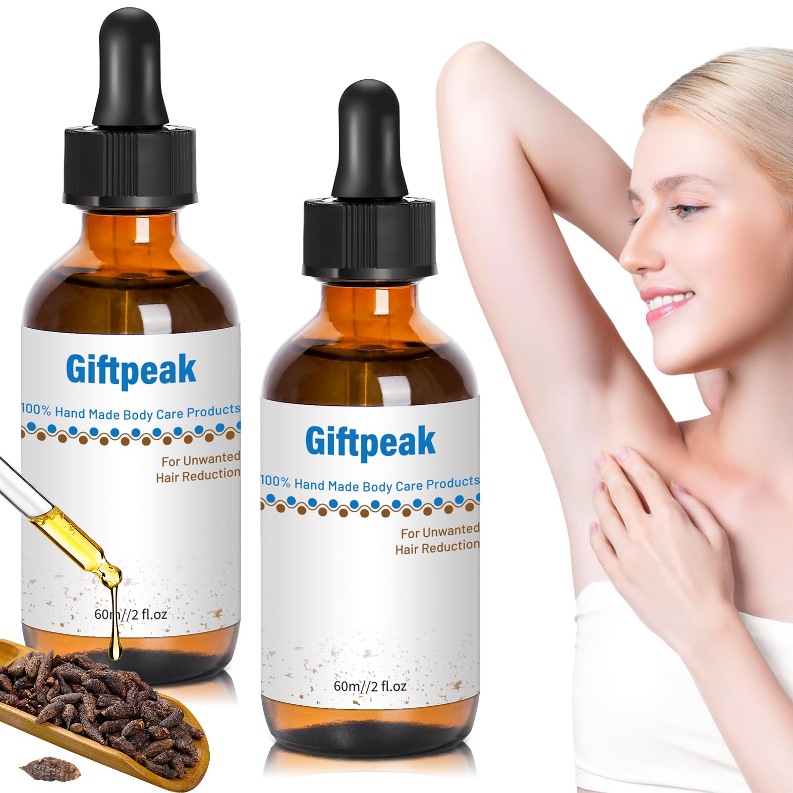 **Premium Cyperus Rotundus Essential Oil - Natural Nut Grass Oil for Hair Growth Reduction, Smooth & Moisturized Skin - Soothing & Hydrating for All Skin Types (2 x 60ml) - Perfect for Aromatherapy, Massage & Skincare Routine**