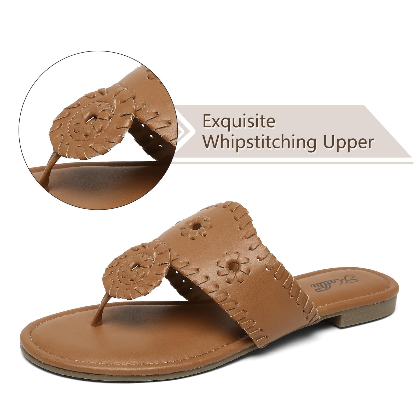 Katliu Women's Flat Sandals - Comfortable Flip Flops & Dressy Thong Sandals for Beach, Pool, and Casual Outings