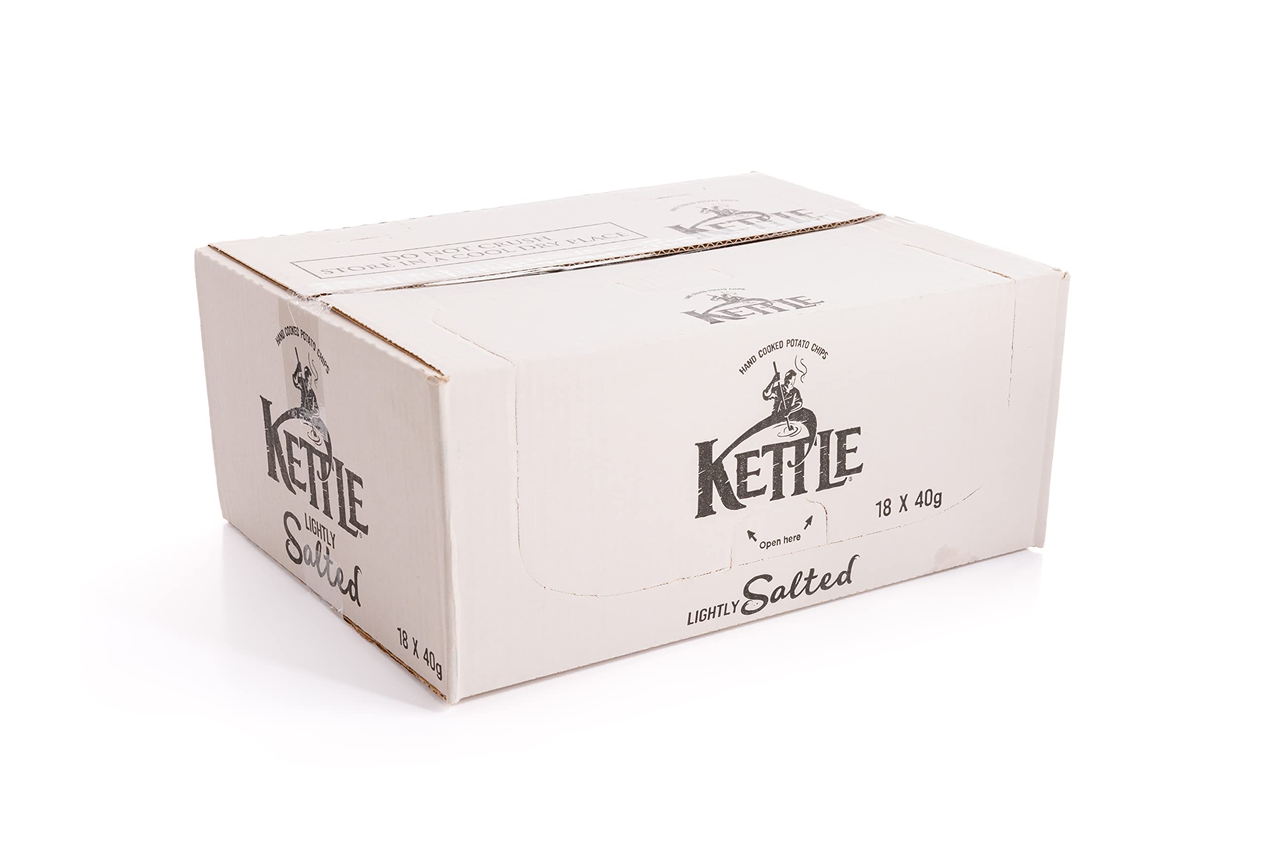 Kettle Chips Lightly Salted 40g (Pack of 18) | Crunchy Potato Snacks for Parties, Picnics & Office Snacking | Gluten-Free & Vegan