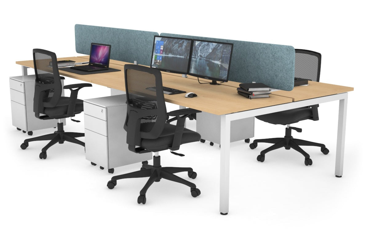 Quadro Square Legs 4-Person Office Workstation Desk - 1200L x 700W - Modern Office Furniture for Collaborative Workspaces & Team Meetings