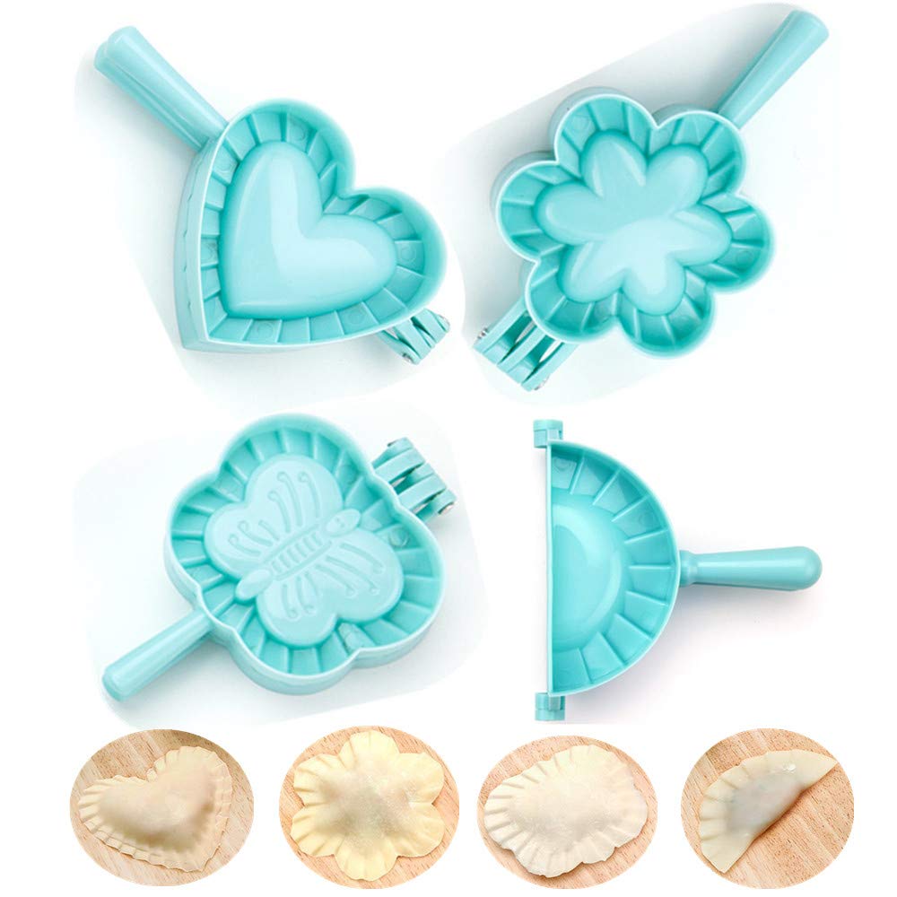4-Piece Dumpling Maker Set - Chinese Dumpling Cutter, Pie & Ravioli Press Mold with Heart/Flower/Star/Round Shapes (Medium Size) - Perfect for Homemade Dumplings, Empanadas & Pastry Making
