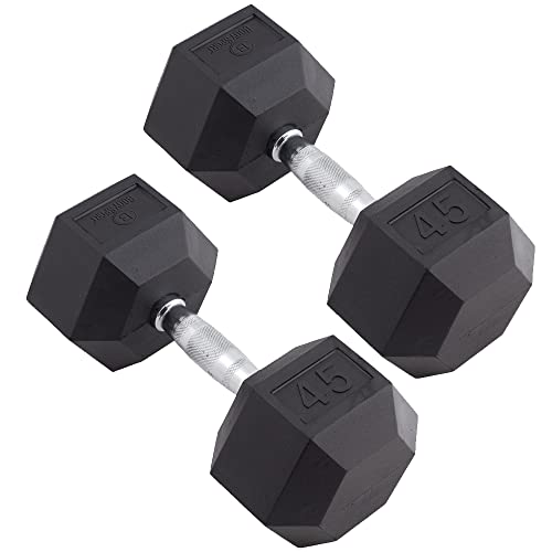 Body Sport Rubber Encased Hex Dumbbell Weight Set (Pair) - Premium Strength Training Equipment for Home Gym - Ideal for Weight Lifting, CrossFit & Full-Body Workouts