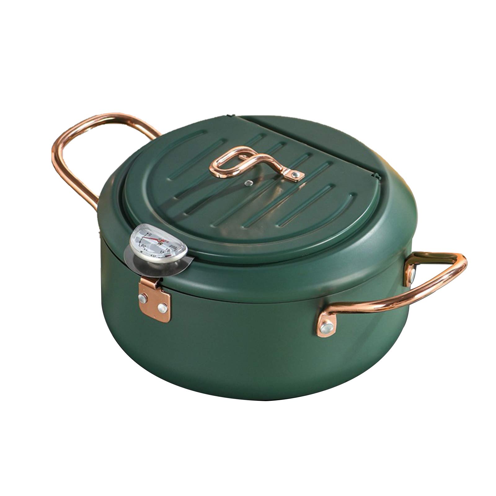AIZYR 20cm Portable Deep Fryer Pot with Thermometer & Lid - Mini Tempura Fry Pan with Drainer Rack - Perfect for Frying Tempura, French Fries, Shrimp, Chicken & Donuts - Ideal for Home Kitchen, Camping & Outdoor Cooking