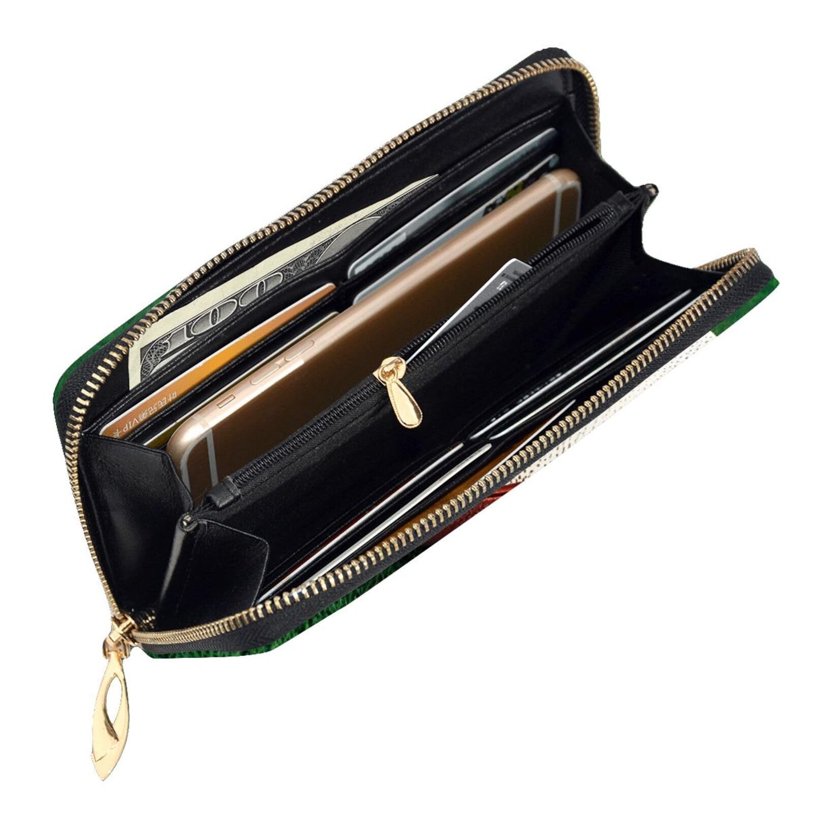Fanruoxian White Rugby Ball Wallet - Large Capacity Zipper Wallet with Multi-Card Organizer (7.48x4.13 Inches, Black) - Perfect for Travel, Sports & Everyday Use