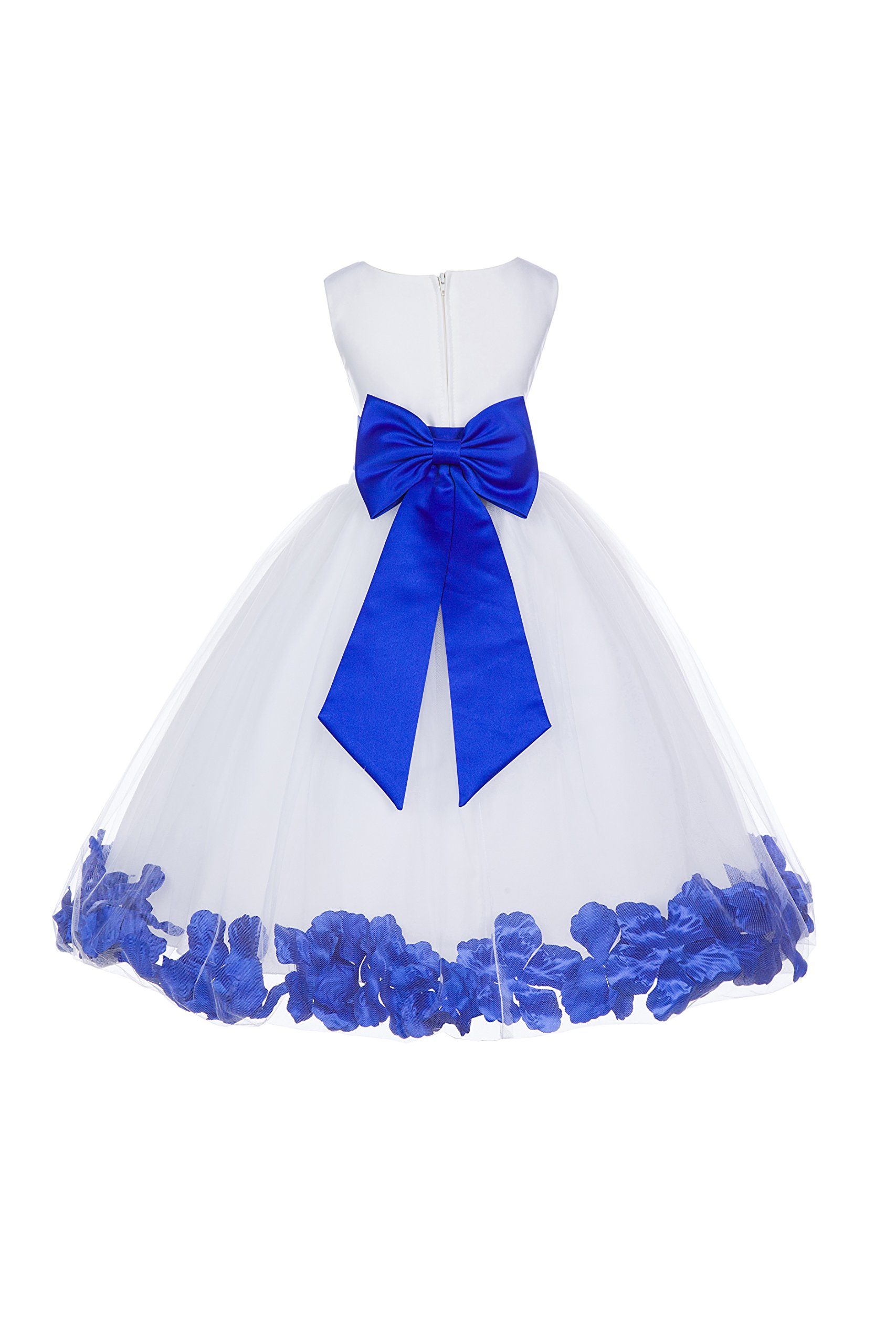 White Tulle Rose Petals Flower Girl Dress - Elegant Christening Gown for Baby Girls (Style 302T, Size 6) | Perfect for Weddings, Baptisms & Special Occasions