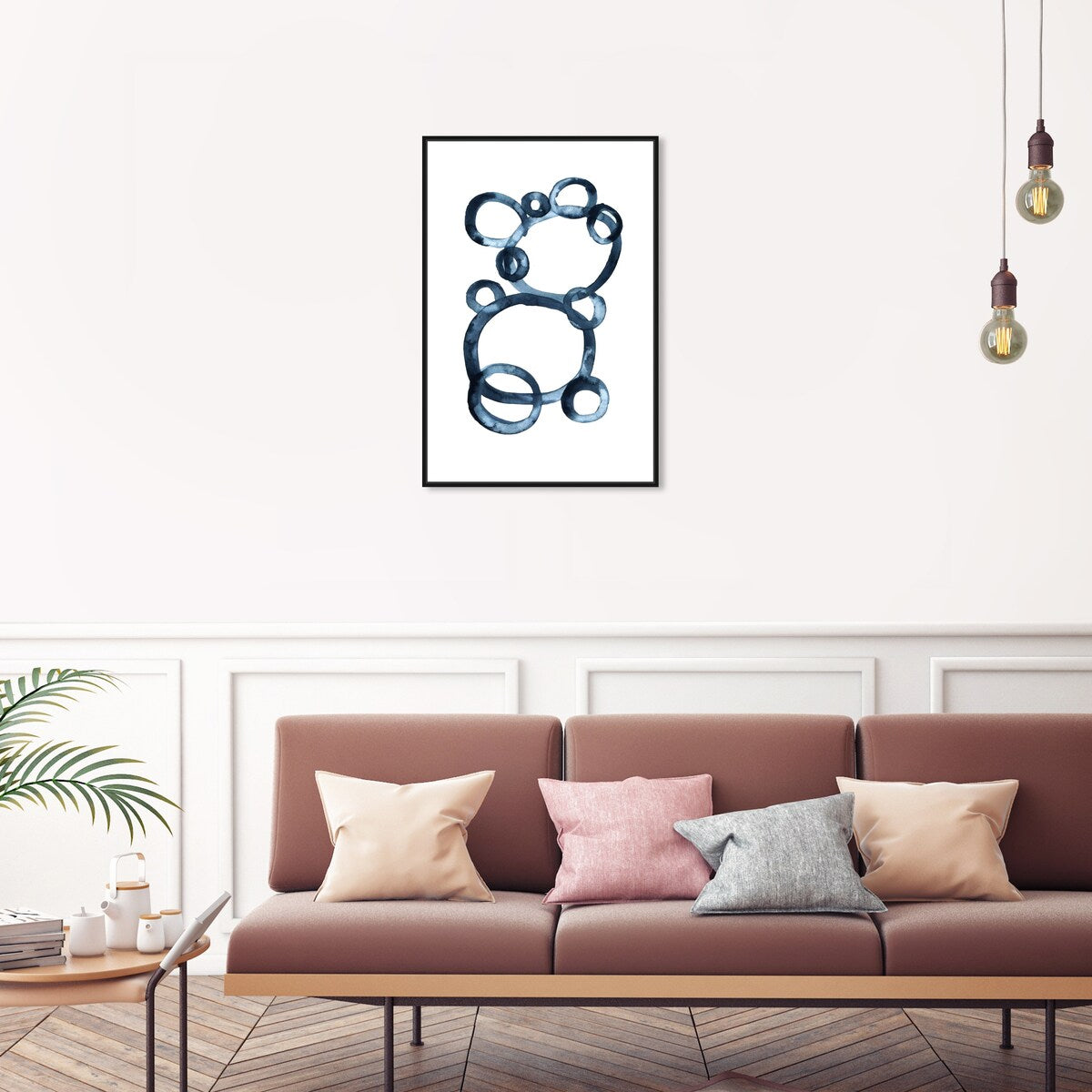 Bear Bubbles Canvas Wall Art - Modern Baby Bear Finger Painting Nursery Decor - White Framed Contemporary Print for Boys Room - Perfect for Kids Bedroom, Playroom & Baby Shower Gift