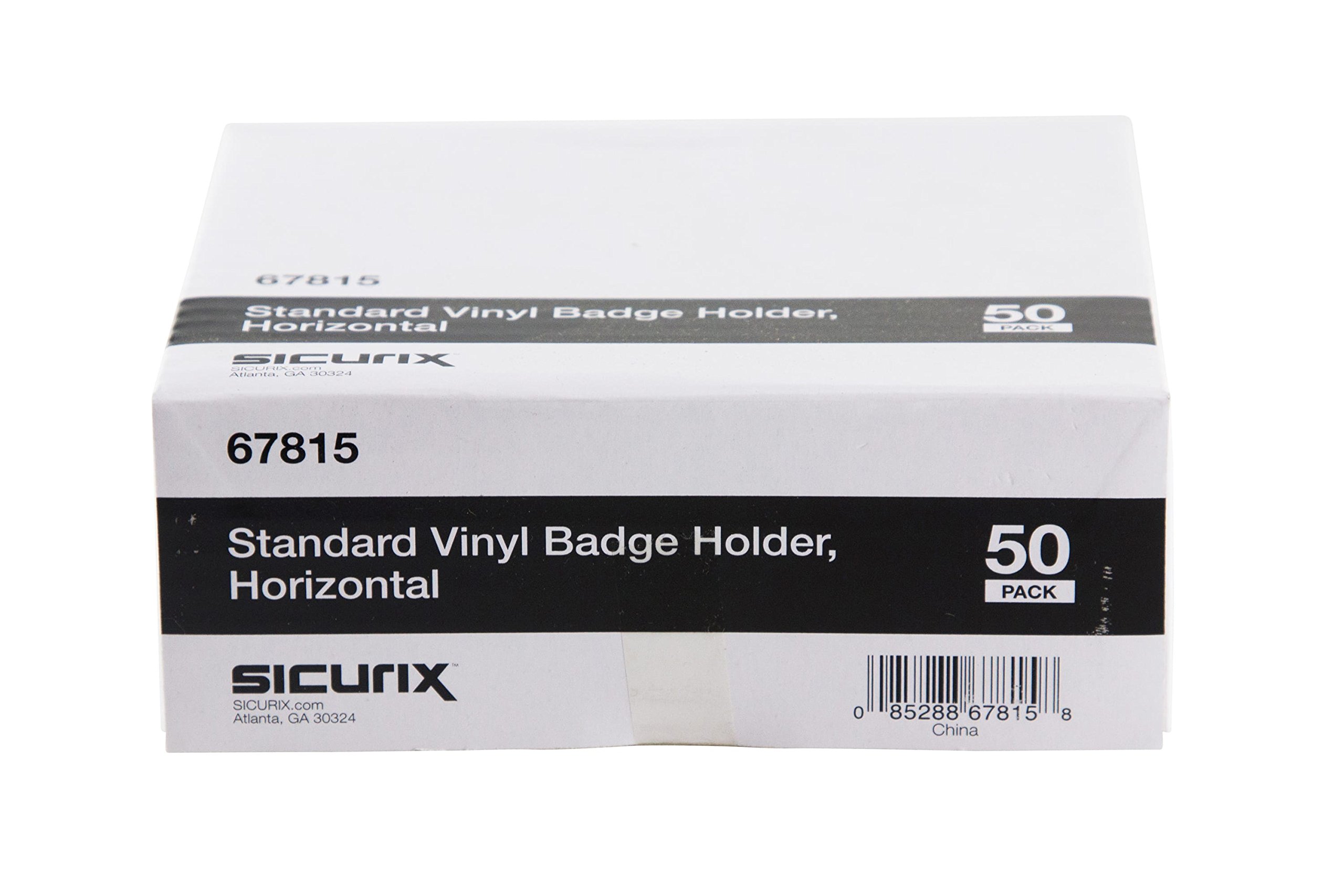 SICURIX Horizontal Badge Holder - 50 Pack (67815) - Ideal for ID Cards, Security Badges, and Event Passes