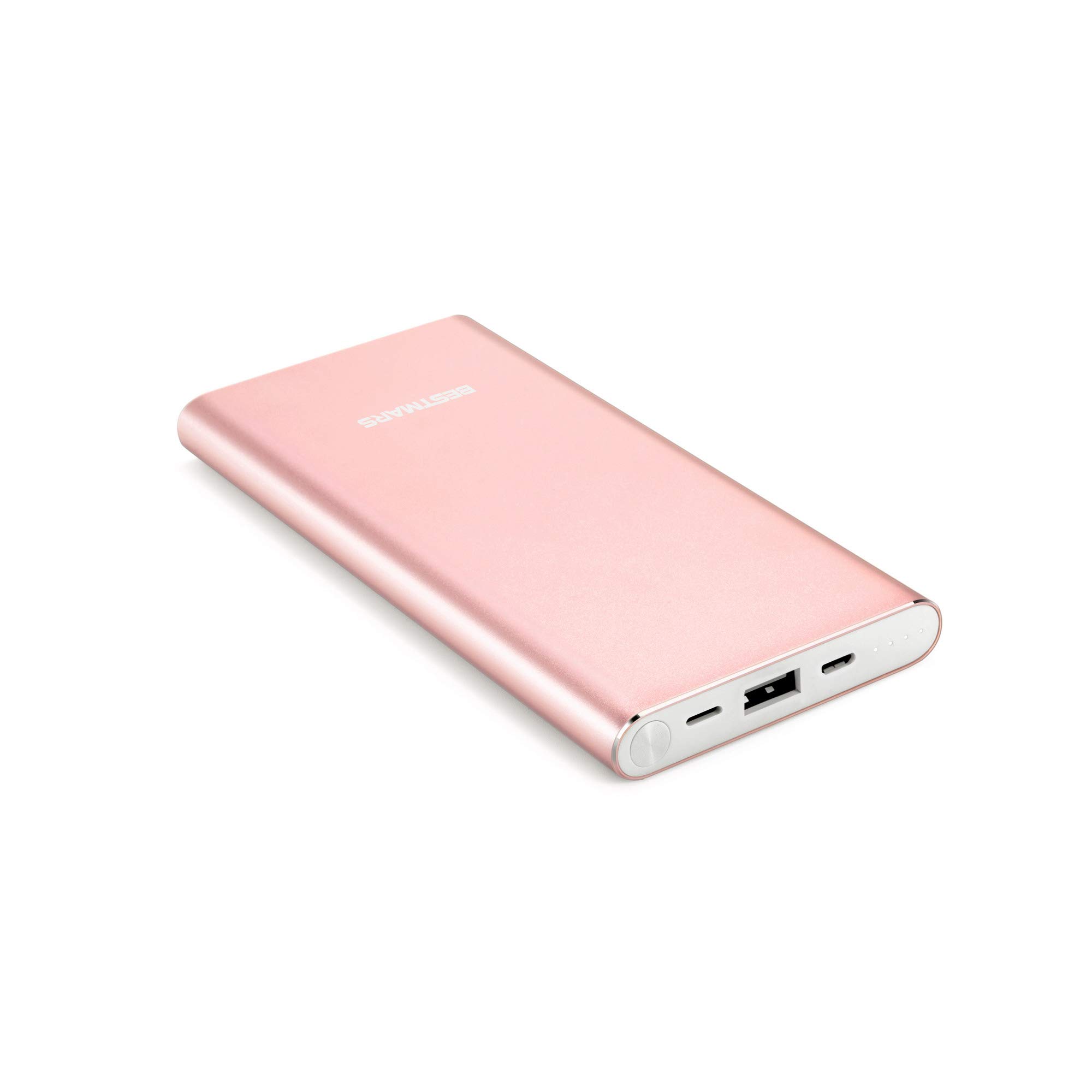 BESTMARS 10000mAh Portable Charger with Quick Charge 3.0 - Ultra Slim Power Bank for iPhone 14/13/12/11/X/XS/8/7, iPad, Samsung Galaxy - Rose Gold Pink - Perfect for Travel, Camping & Emergency Backup