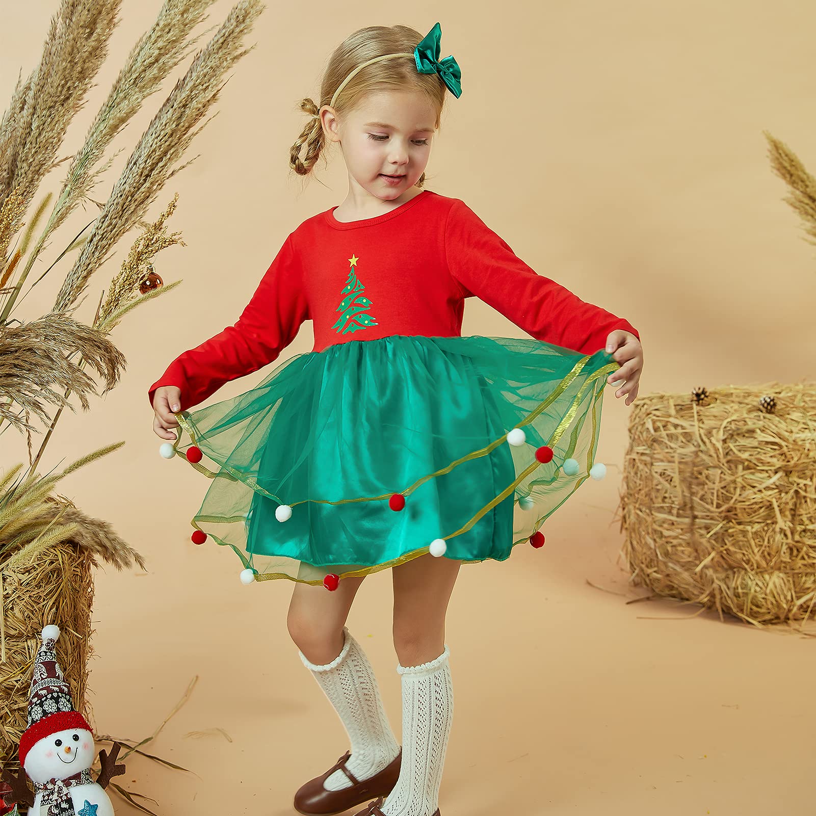 Christmas Baby Girl Dress - Toddler Tutu Tulle Party Outfit | Xmas Holiday Photo Shoot, Family Gathering & Festive Celebration Attire