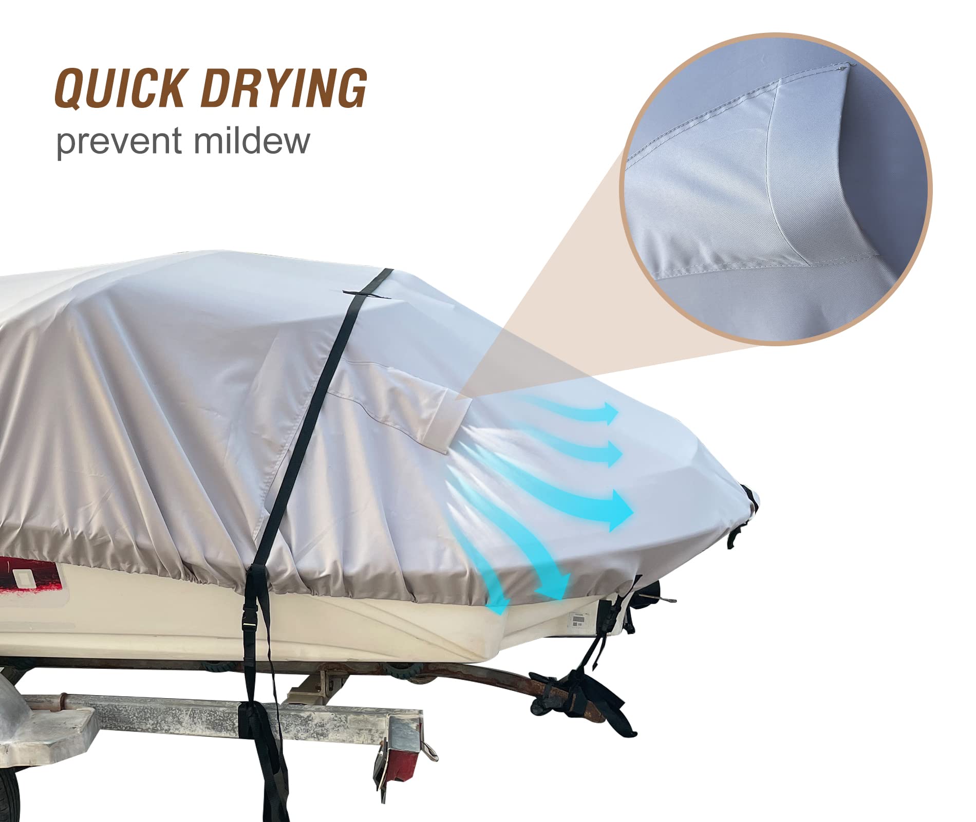 17-19ft Waterproof 900D Boat Cover - Marine Grade Polyester for V-Hull, Bass & Fishing Boats - Outdoor Protection
