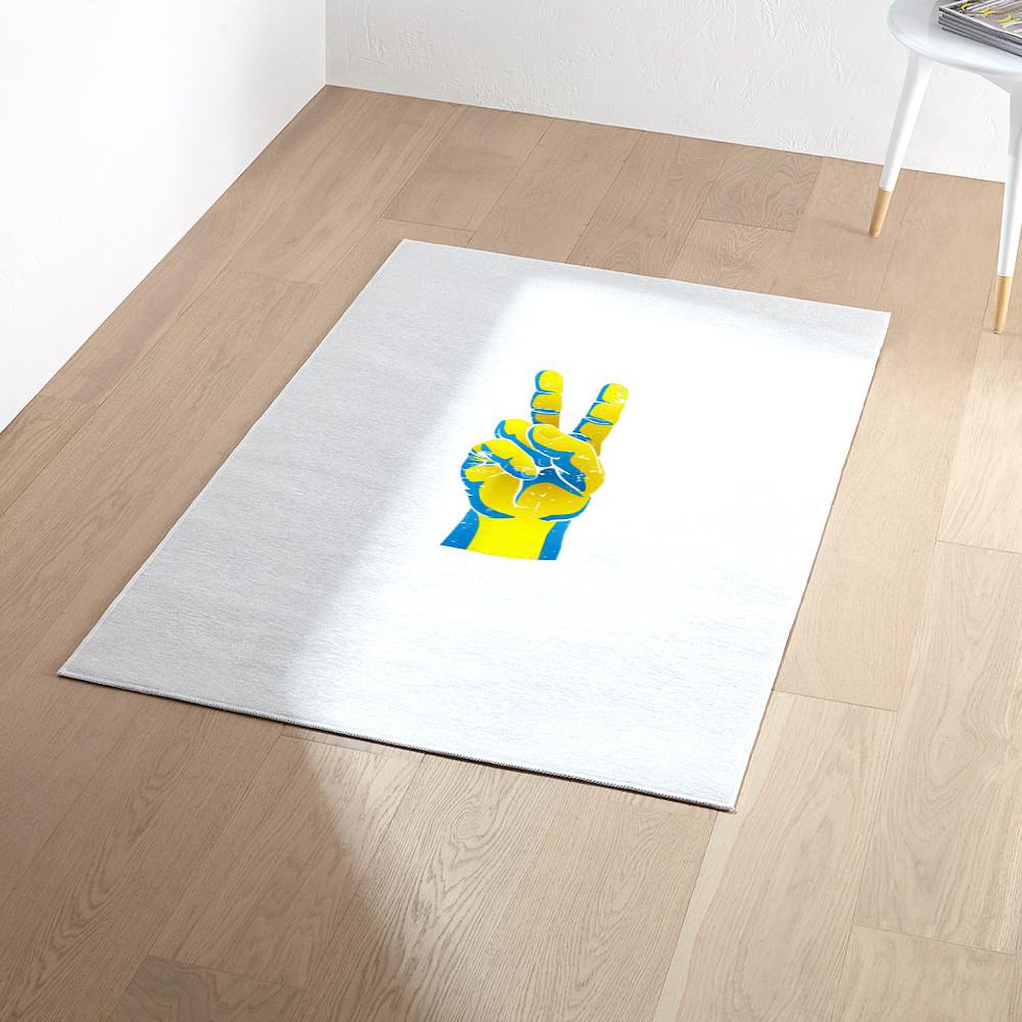 Peace for Ukraine Ukrainian Hand-Painted Decorative Area Rug - Non-Slip Fabric Throw Rug for Living Room, Bedroom & Office Decor