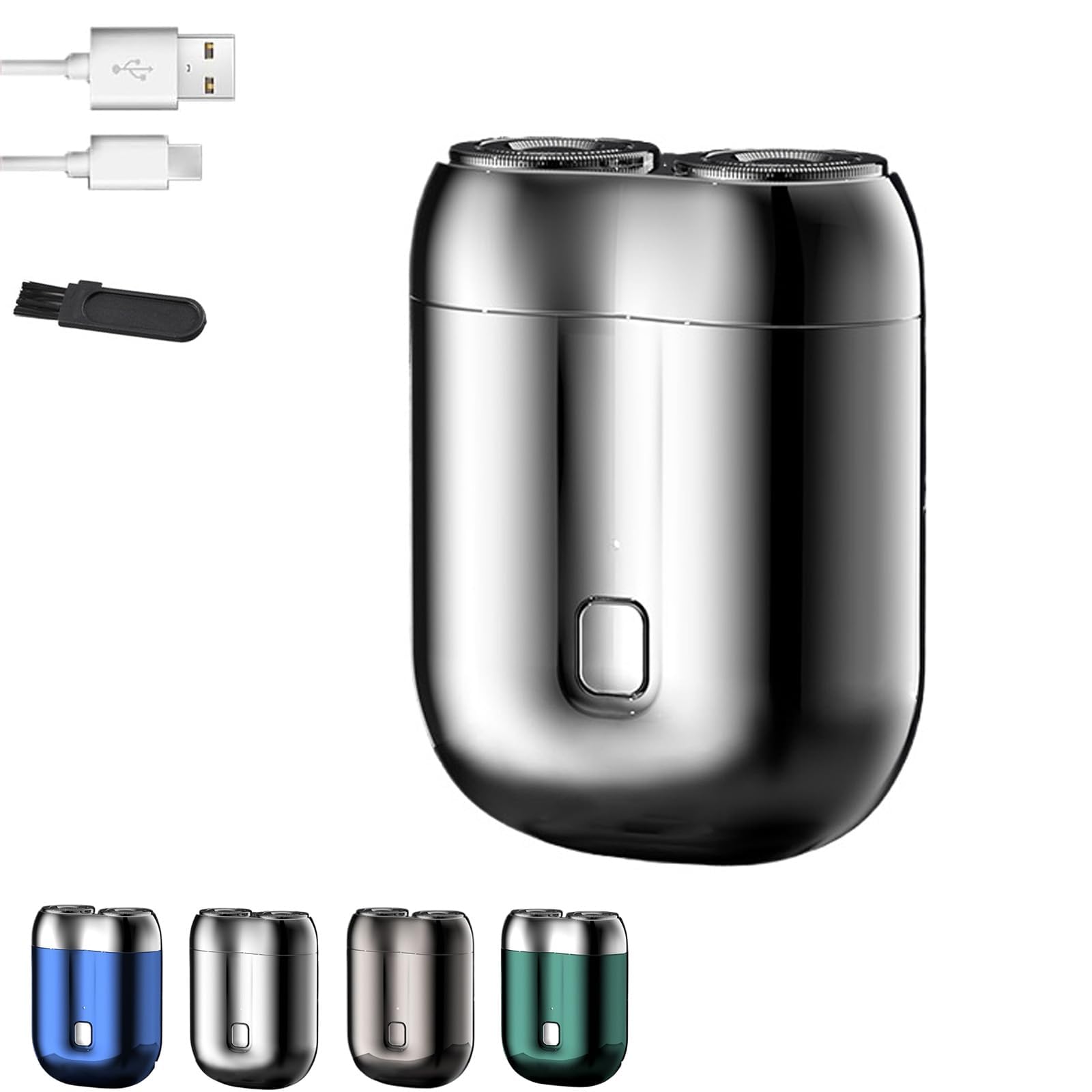 Mini Dual-Head Electric Shaver for Men - Rechargeable & Waterproof Beard Trimmer, Portable Travel Shaver for Home & On-The-Go Grooming (Silver) | Perfect for Daily Use, Business Trips & Vacation Essentials