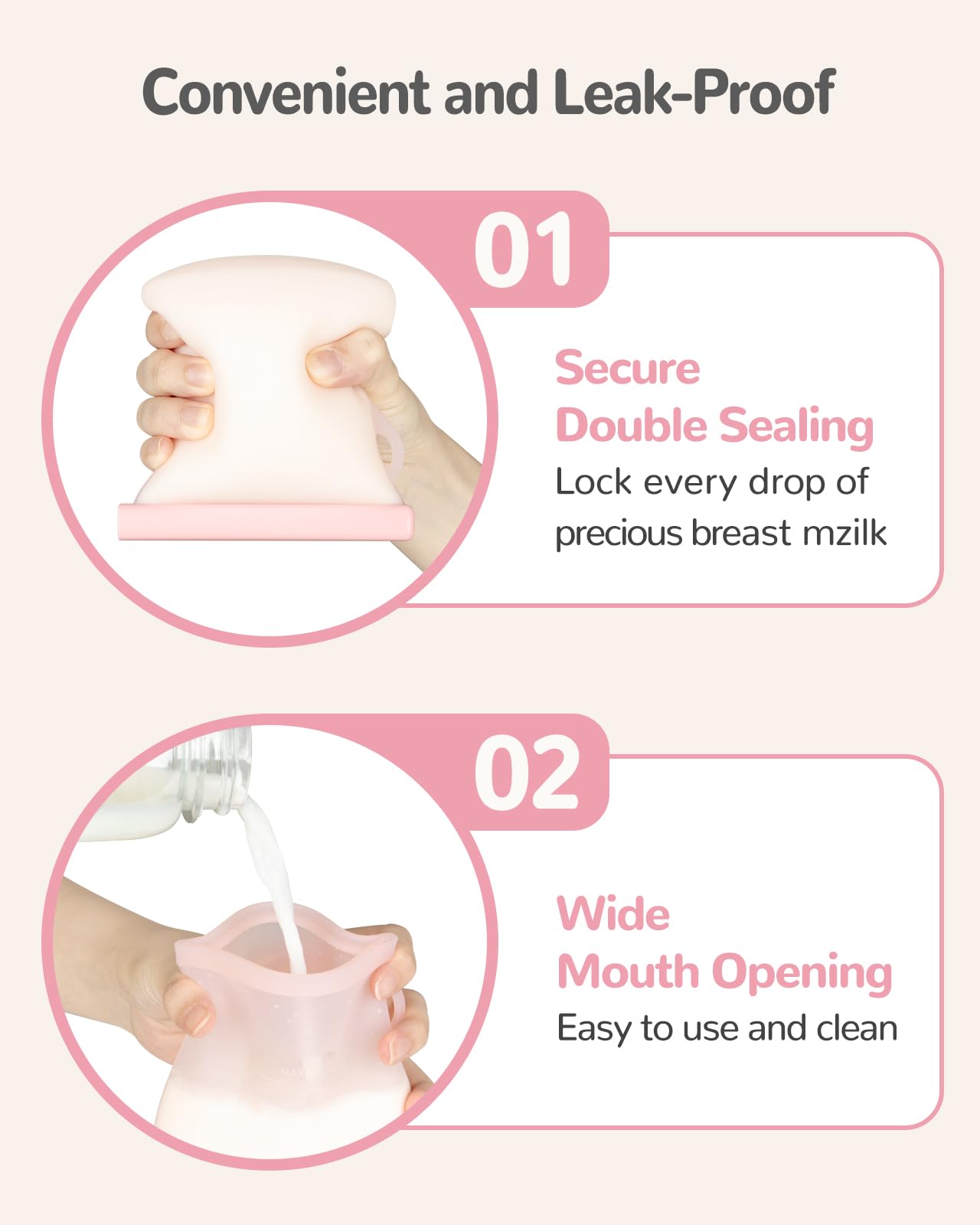 JellyRuru 7-Pack Reusable Breast Milk Storage Bags - 8.5oz/250ml BPA-Free Silicone Freezer Containers for Breastmilk - Leakproof, Self-Standing Baby Food Storage Bags - Perfect for Pumping, Freezing & Organizing Breast Milk at Home or On-the-Go