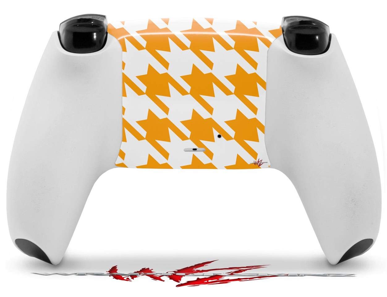 PS5 DualSense Controller Skin Wrap - Houndstooth Orange for Gaming Protection
