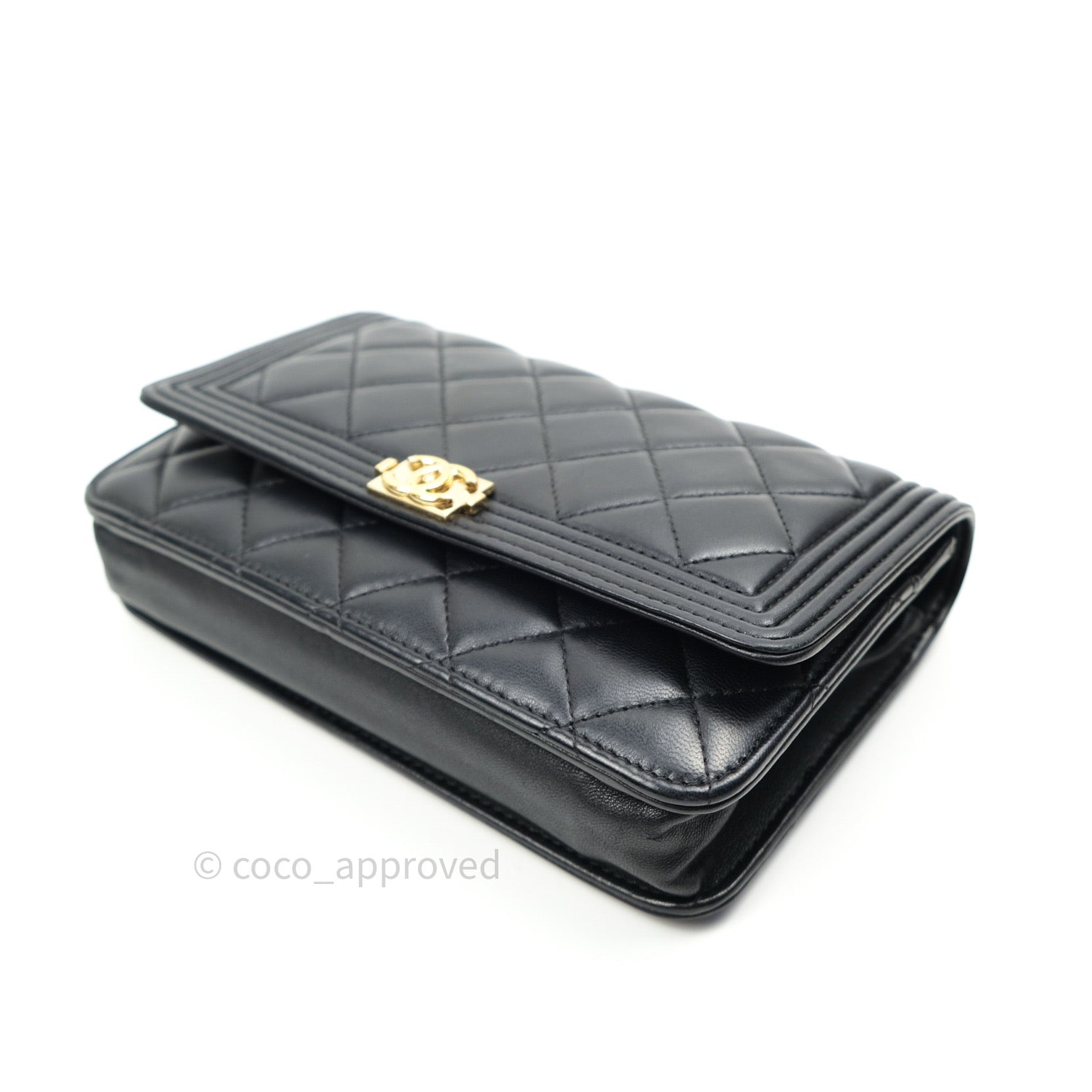 Chanel Boy Wallet on Chain WOC Black Lambskin Gold Hardware - Luxury Crossbody Bag for Women, Perfect for Evening Parties & Daily Use