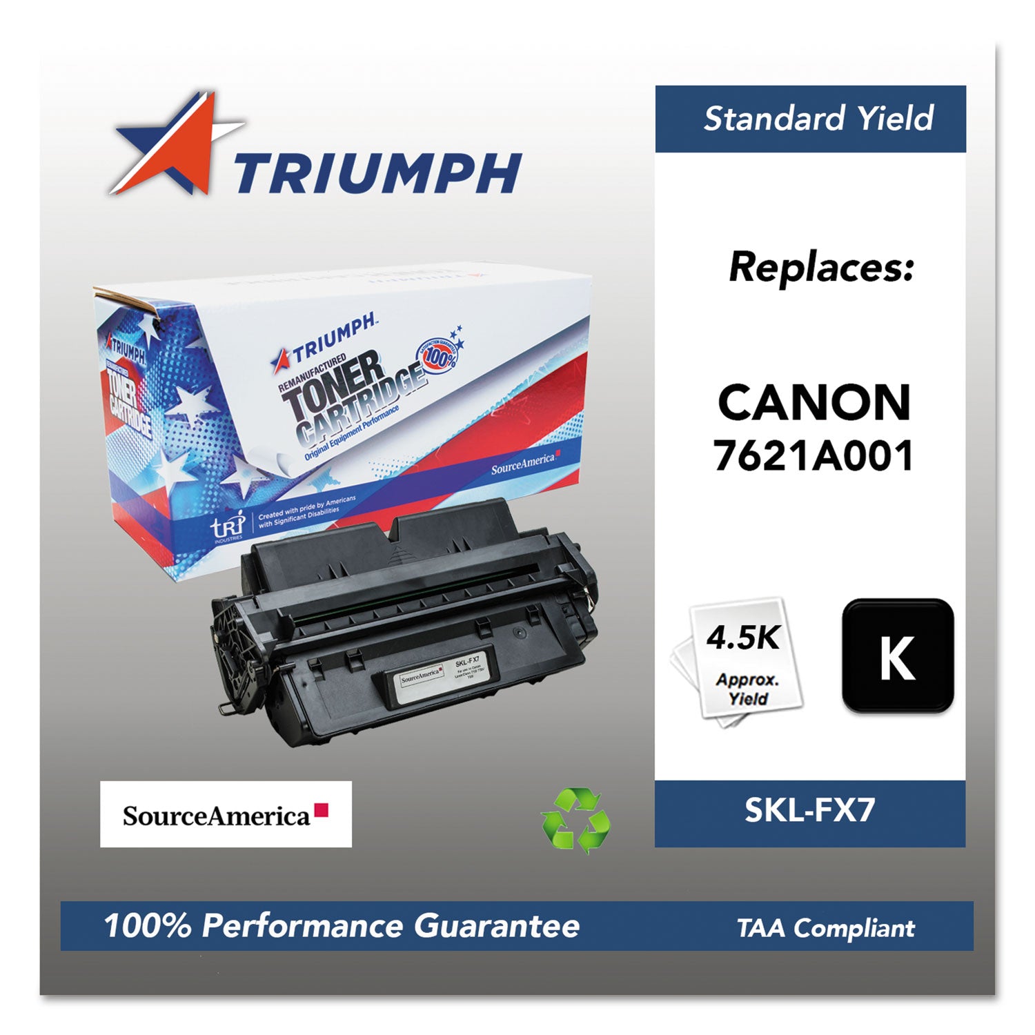 751000NSH0132 Remanufactured 7621A001AA (FX7) Black Toner Cartridge - 4500 Page Yield | High-Quality Replacement for Laser Printers | Ideal for Office & Home Printing