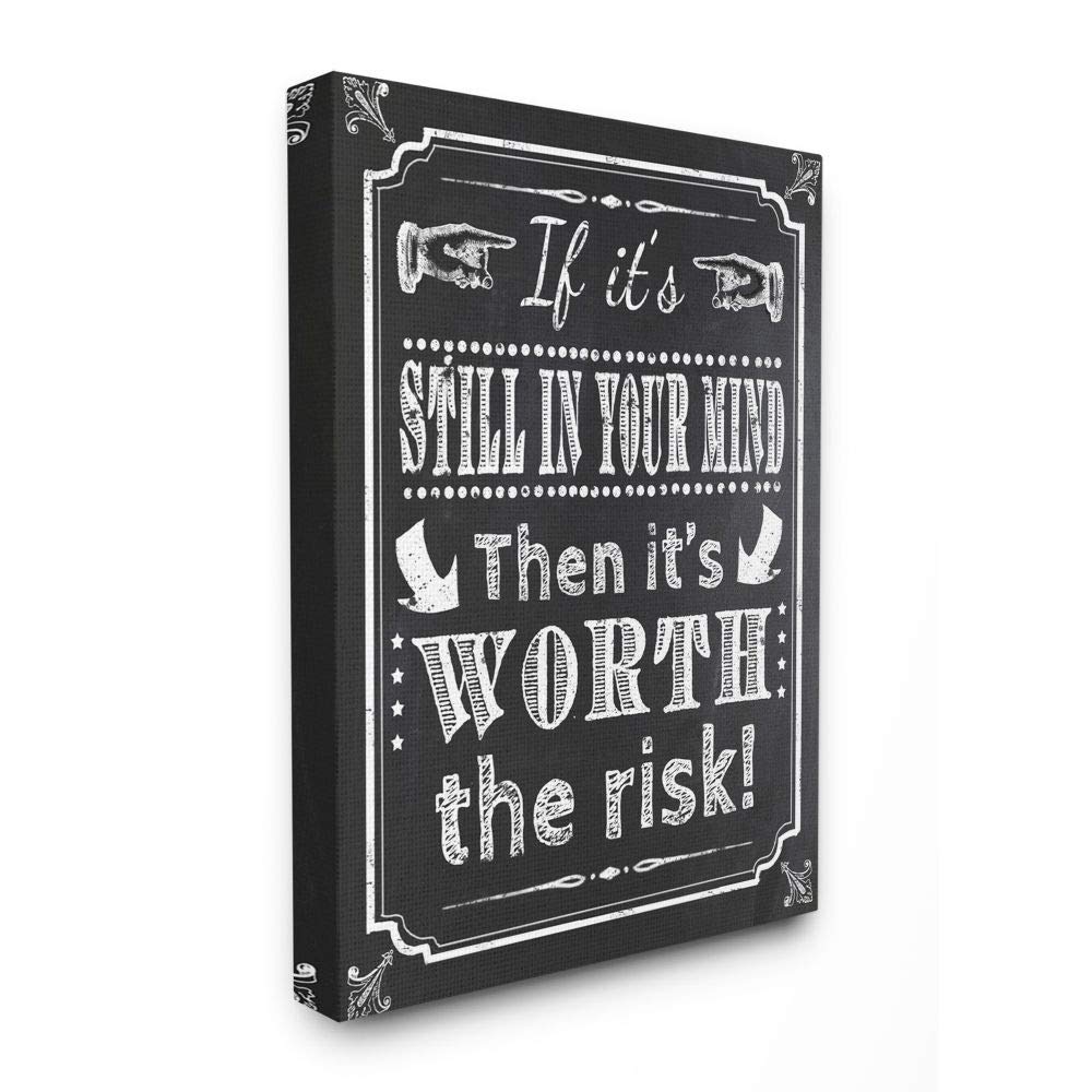 Stupell Industries Risk Black & White Inspirational Word Chalk Drawing Canvas Wall Art - 30x40 Inches, Multi-Color - Perfect for Home Office Decor, Living Room & Bedroom Wall Decorations
