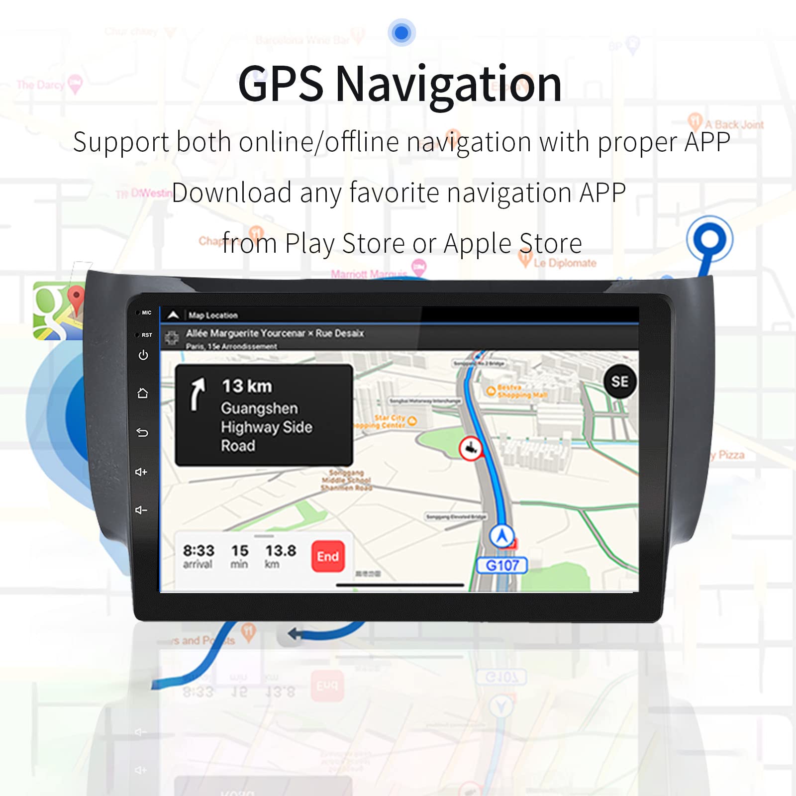 2013-2017 Nissan Sentra Android 10.1 Car Stereo with Apple CarPlay & Android Auto - 2GB RAM 32GB ROM Touchscreen Navigation Bluetooth Multimedia System - Perfect for Commuting & Road Trips