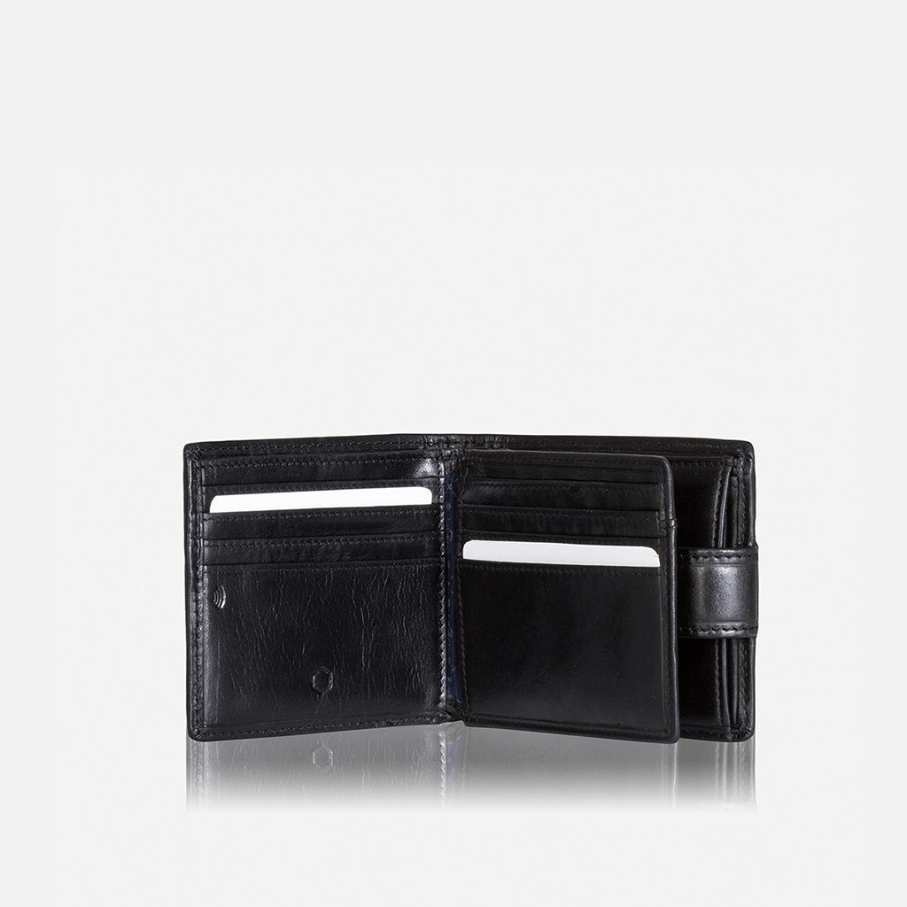 Jekyll & Hide Oxford Billfold Wallet with Coin Pocket & ID Window - Slim RFID Blocking Leather Wallet for Men - Perfect for Everyday Carry, Travel & Business (Black)