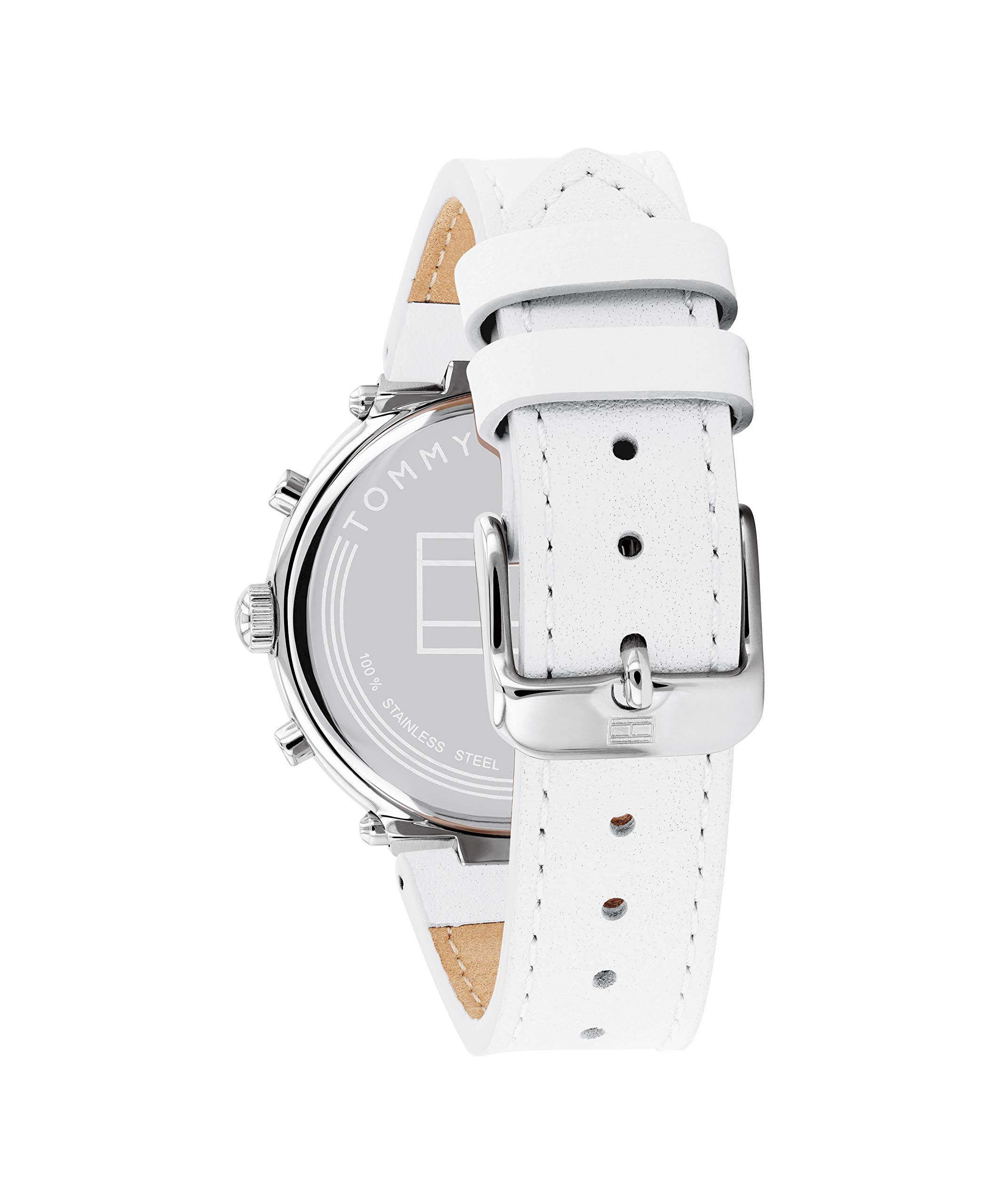 Tommy Hilfiger Women's Quartz Multifunction Stainless Steel & Leather Strap Casual Watch - White (Model 1782352) | Perfect for Office, Daily Wear & Fashion Accessories