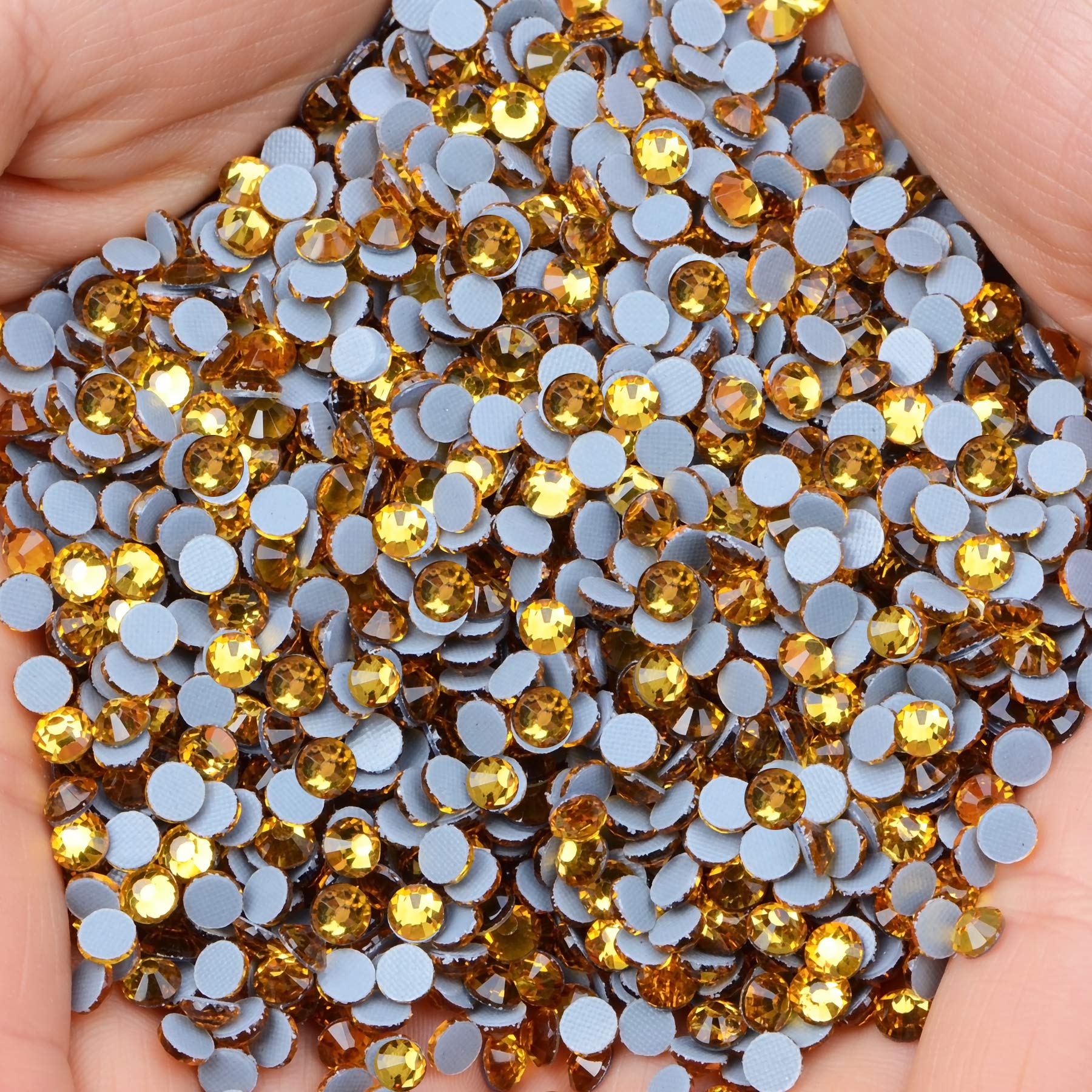 1500 Pcs FYGEM Hot Fix Iron Rhinestones for DIY Jewelry Making - SS20 Topaz Gemstones with Picking Pen - Perfect for Bridal Accessories, Costume Design, and Nail Art Decoration