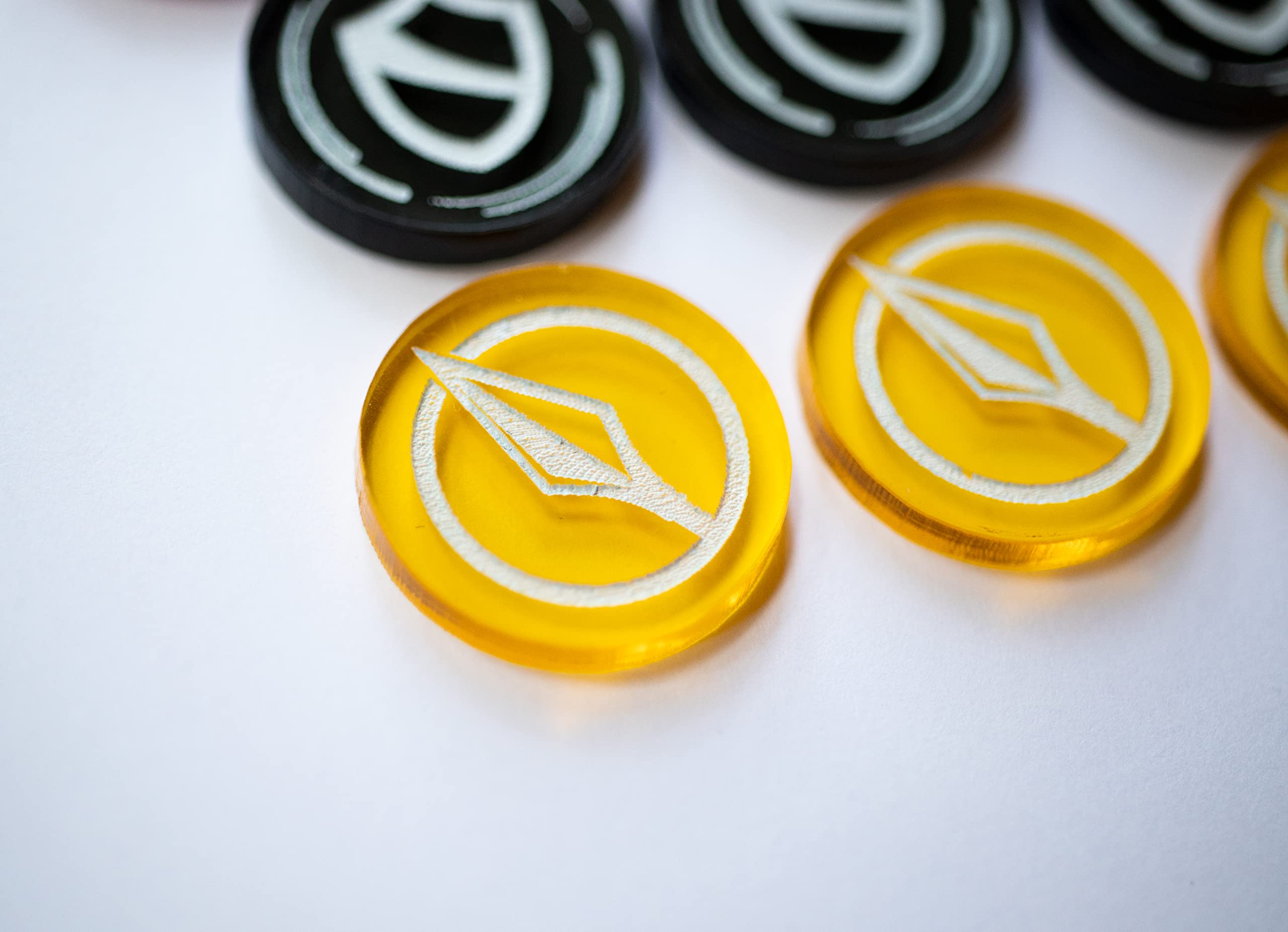 Acrylic Flesh & Blood Game Tokens - 6 Resource, 3 Attack, 3 Armor for TCG Battles