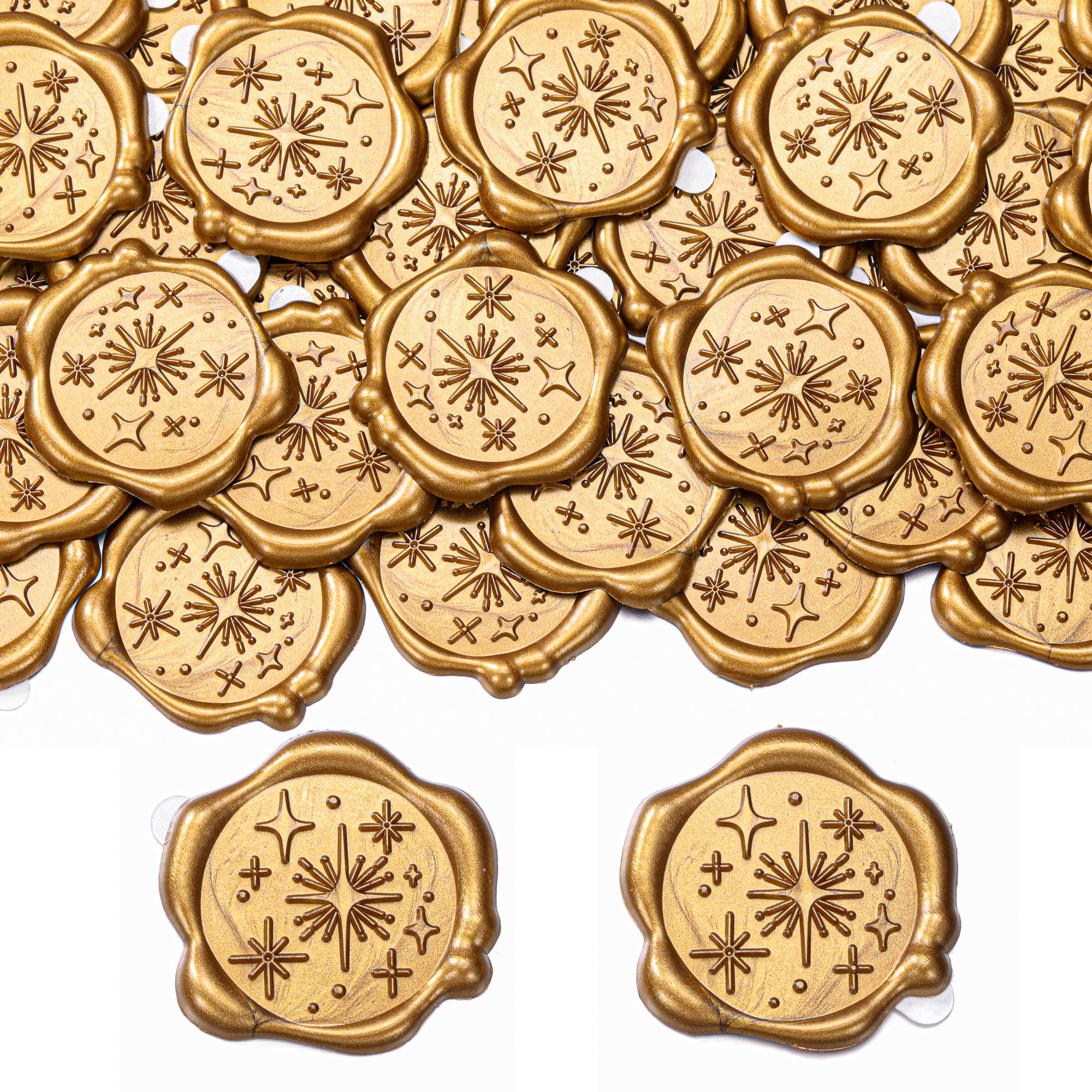 Yoption 50-Pack Antique Gold Self-Adhesive Wax Seal Stickers for Wedding Invitations, Envelopes & Gift Wrapping - Perfect for Parties, Christmas & Special Occasions