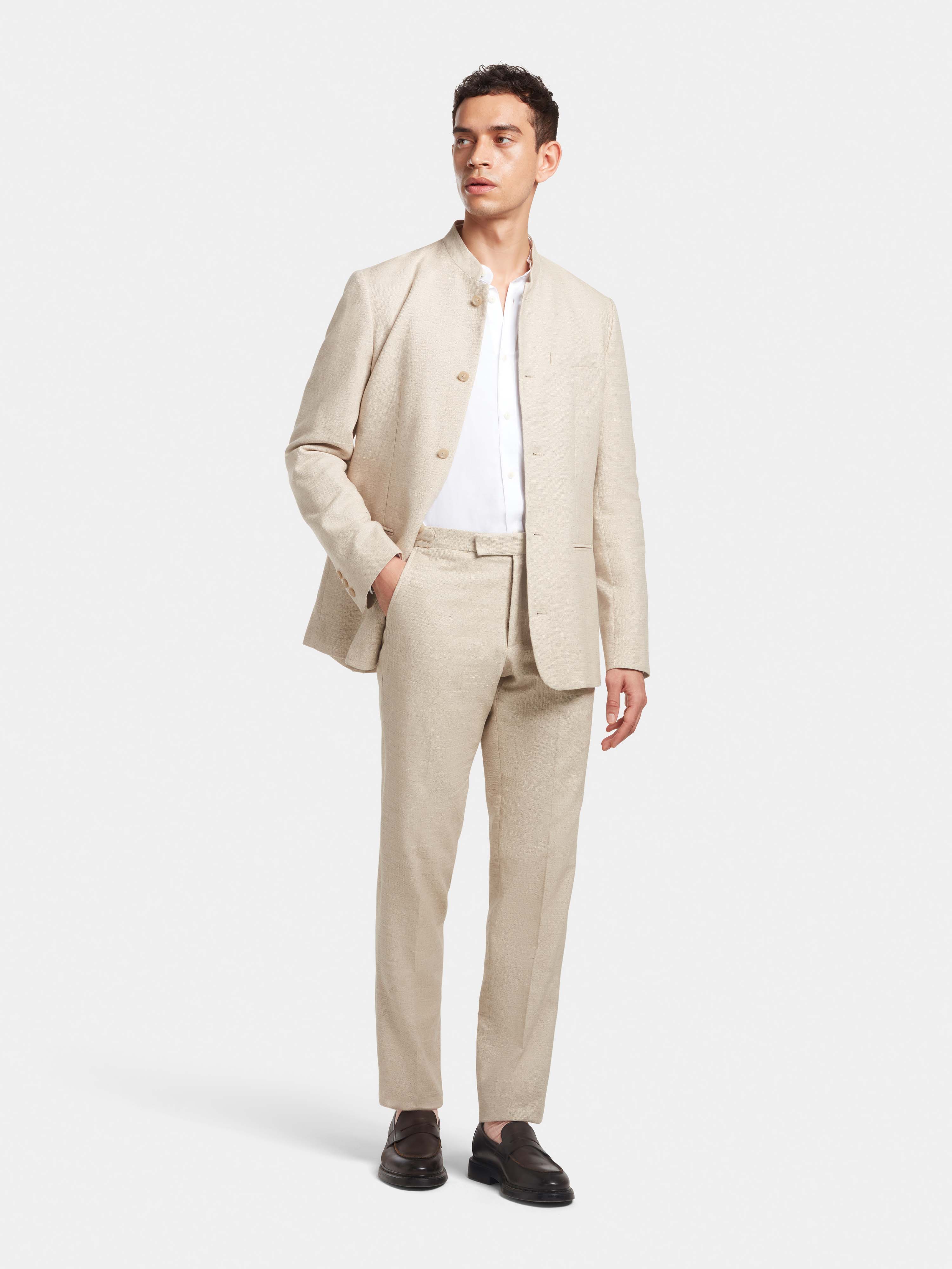 Premium Sand Cotton Linen Nehru Jacket for Men - Stylish Ethnic Formal Wear - Perfect for Weddings, Parties & Cultural Events