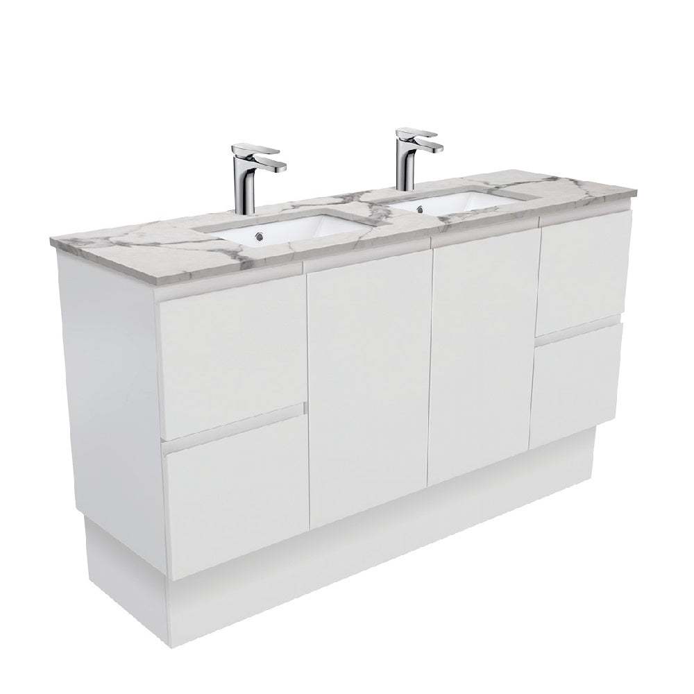 Fienza SM150ZKD Matte Calacatta Marble Vanity with Fingerpull Design - 1500mm Double Sink Bathroom Vanity for Modern Home Decor | Perfect for Master Bathroom & Guest Bath Remodeling