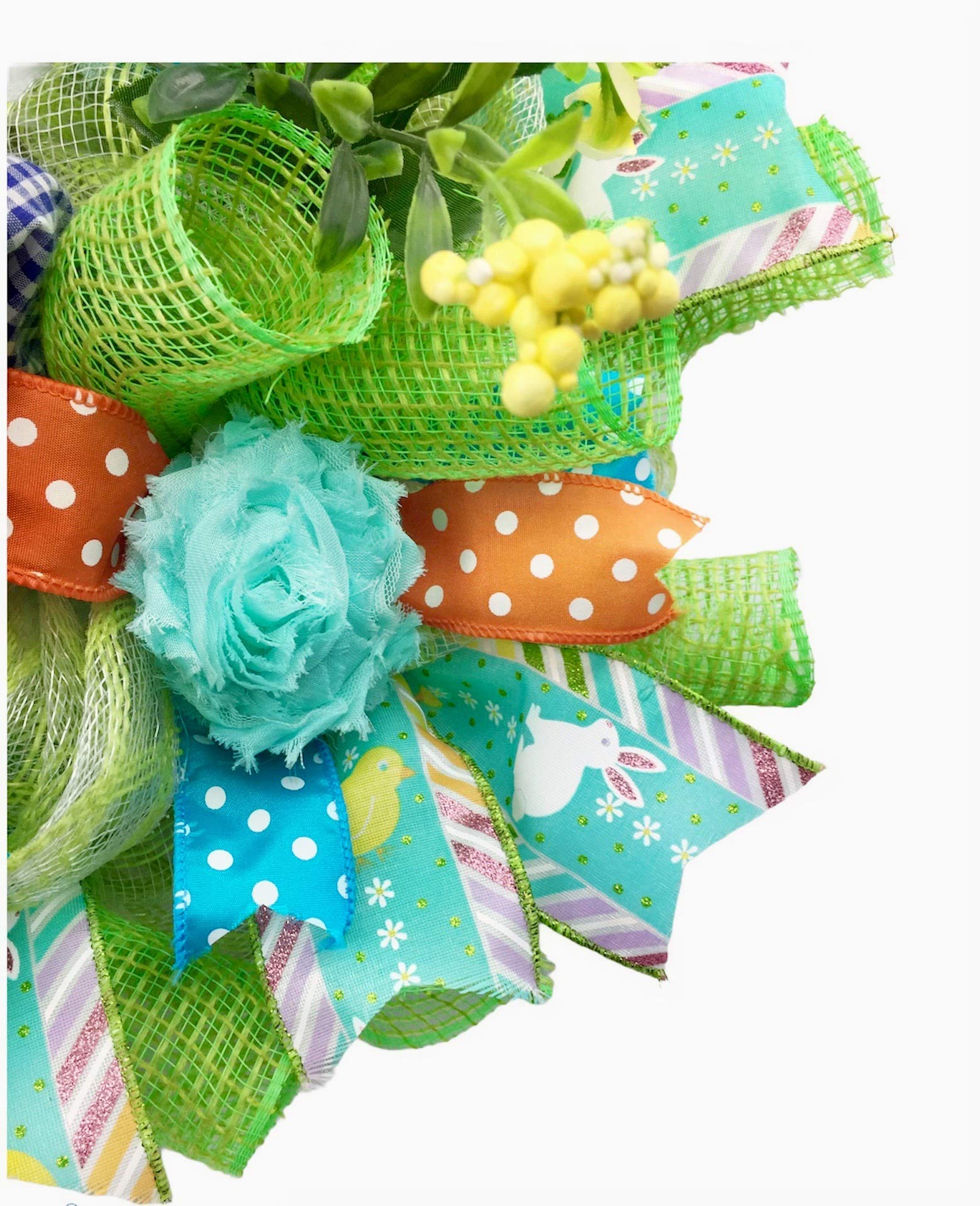 Easter Spring Wreath with 3 Floral Eggs, 18