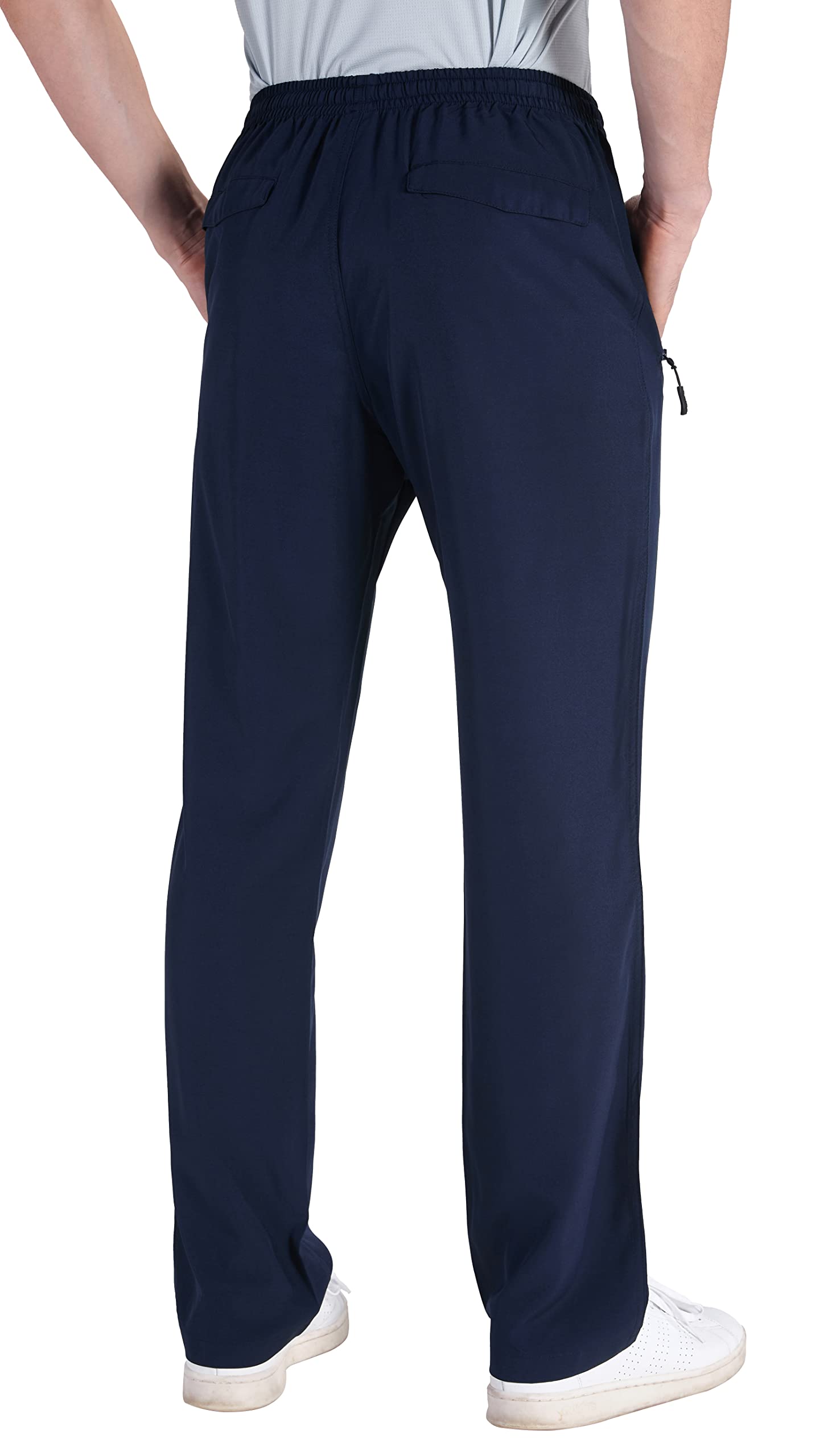 **Men's Lightweight Elastic Waist Sweatpants with Drawstring & Zipper Pockets - Breathable Athletic Joggers for Hiking, Casual Wear, Travel & Gym**