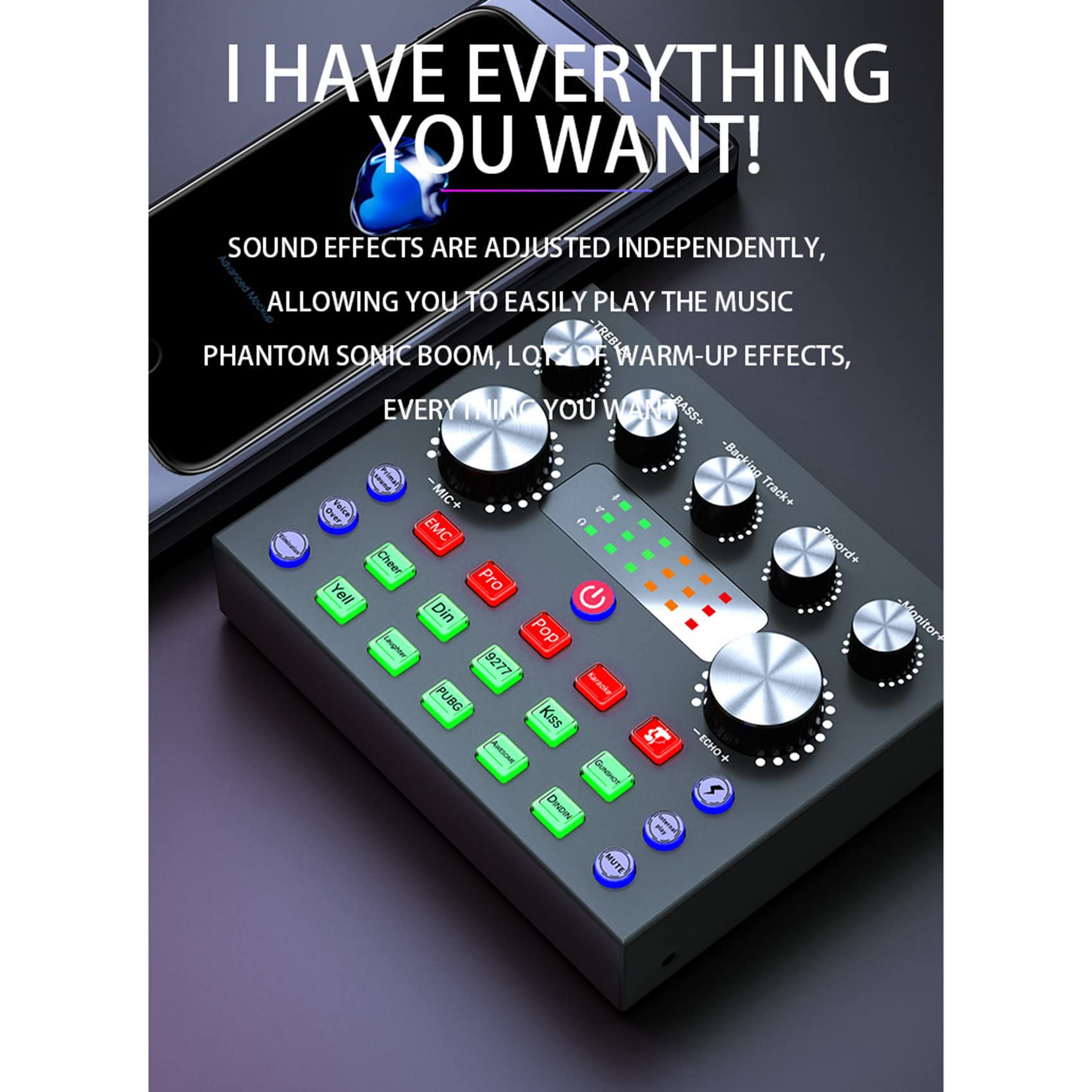 Gathukila V8S Professional Audio Mixer - 48V Phantom Power, USB Sound Card for Live Streaming, Podcasting & Music Recording - Compatible with PC, Mac, Phone (iPhone/Android) - Perfect for Home Studio, Church Sound System & Karaoke Setup