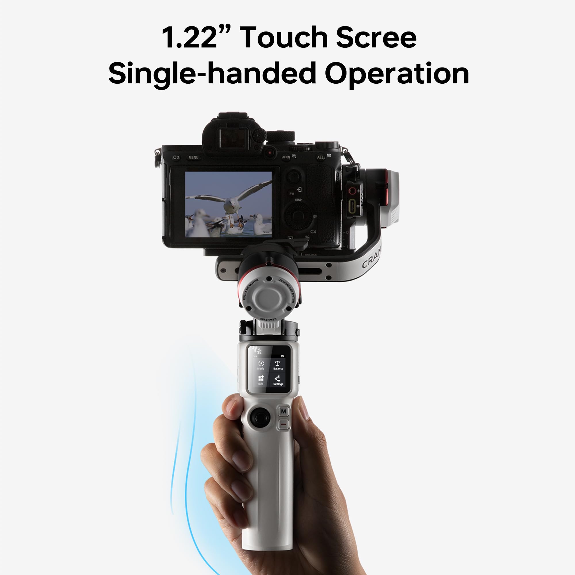 Zhiyun Crane M3 3-Axis Handheld Gimbal Stabilizer for Mirrorless Cameras, GoPro, Action Cameras & Smartphones - Perfect for Vlogging, Travel Filming & Smooth Video Shooting