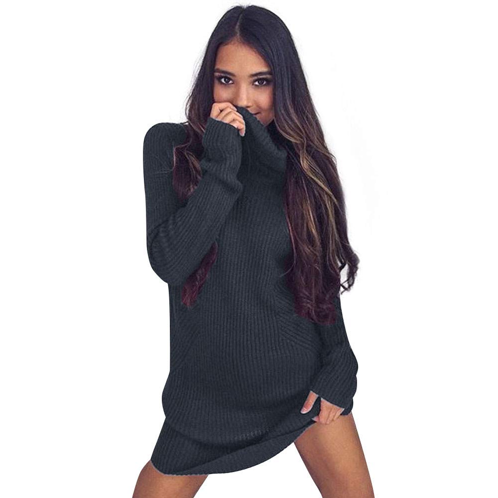 ZEFOTIM Women's Casual Long Sleeve Turtleneck Sweater Dress - Cozy Winter Pullover Blouse for Work, Date Night & Holiday Outfits