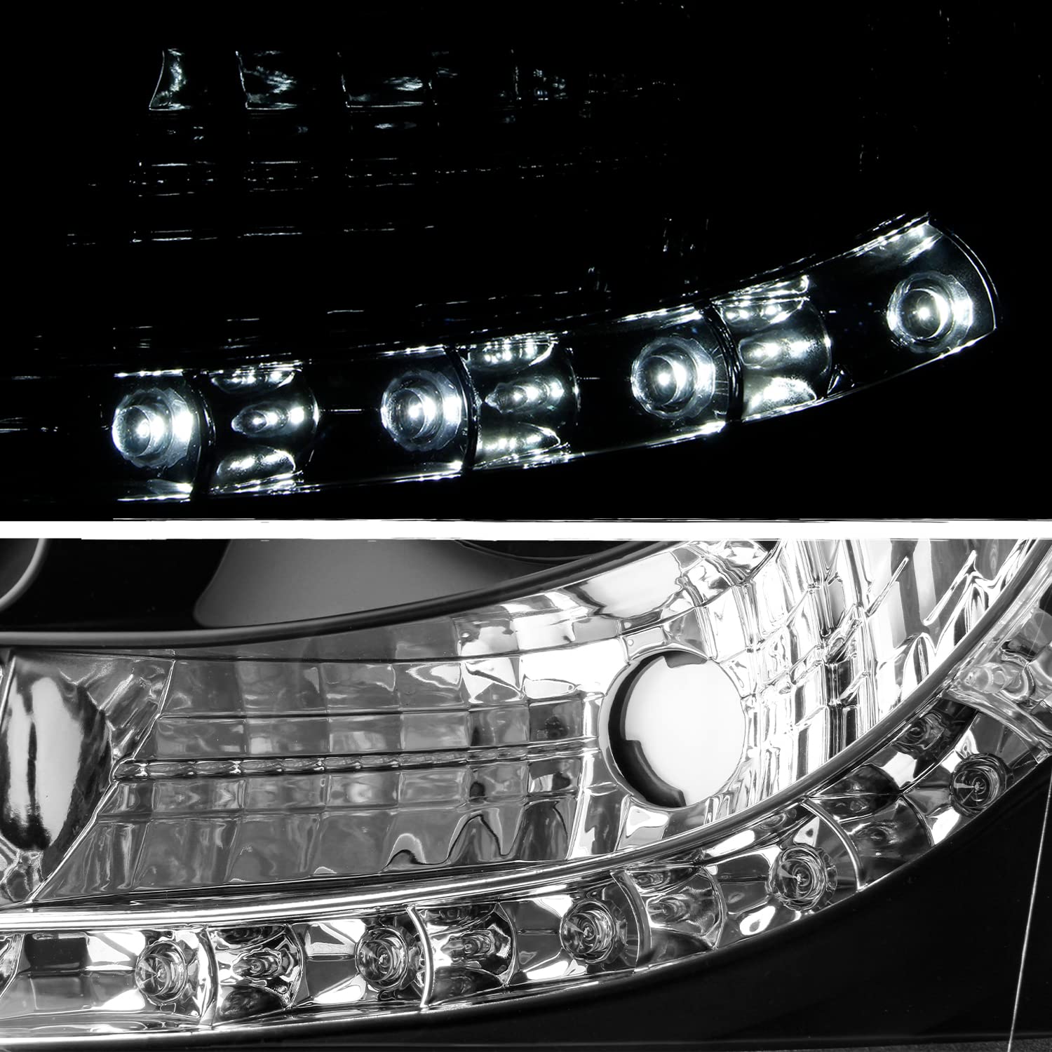 AKKON Black Dual Halo Ring LED DRL Projector Headlights for Chevy Suburban Avalanche Tahoe - High Performance Replacement Headlamps for Night Driving & Off-Road Adventures