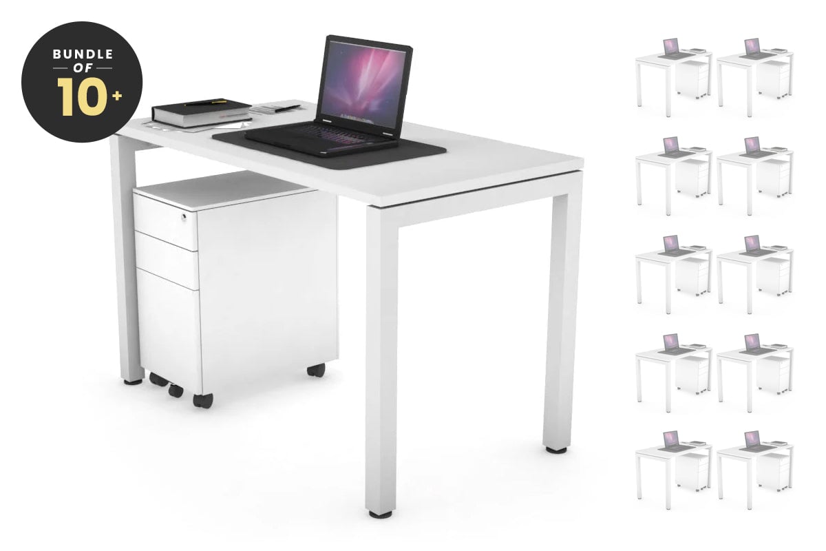 Quadro Square Legs Office Desk - 1000L x 600W Modern Workstation for Home & Office - Perfect for Remote Work, Study & Small Spaces