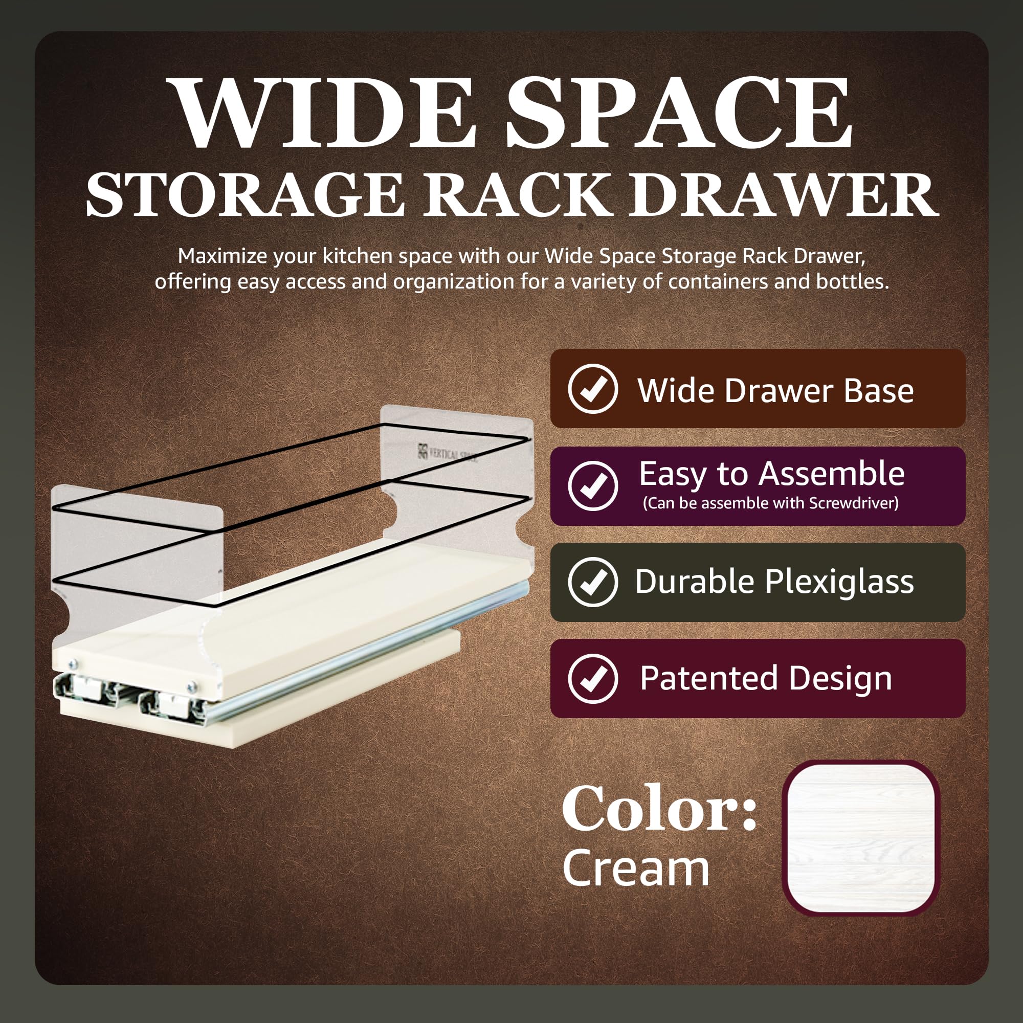 Heavy Duty Pull Out Spice Rack Drawer Organizer - 13.8