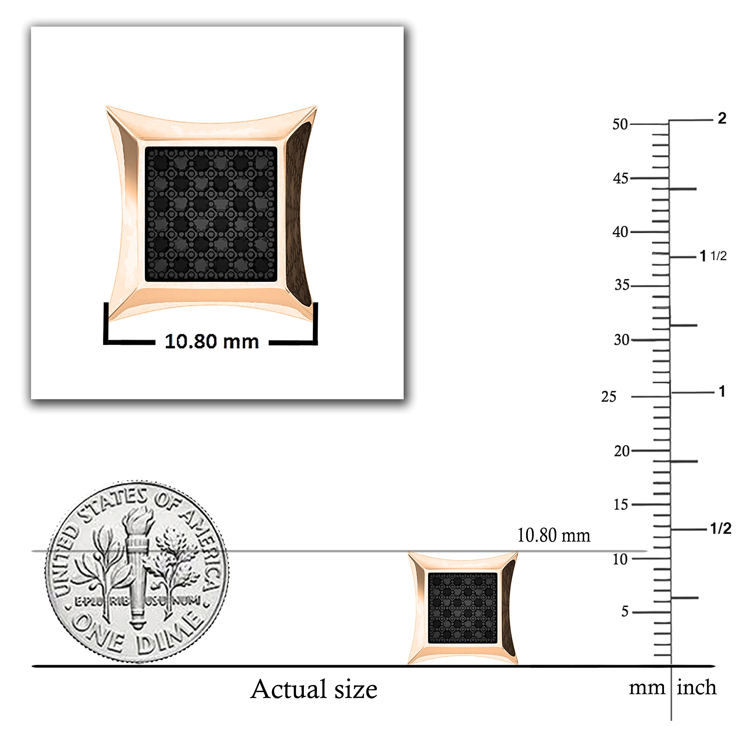 Dazzlingrock Black Diamond Men's Hip Hop Iced Out Stud Earrings - 0.15 CTW Round Cut, Opaque Black - Perfect for Streetwear, Parties & Gifts