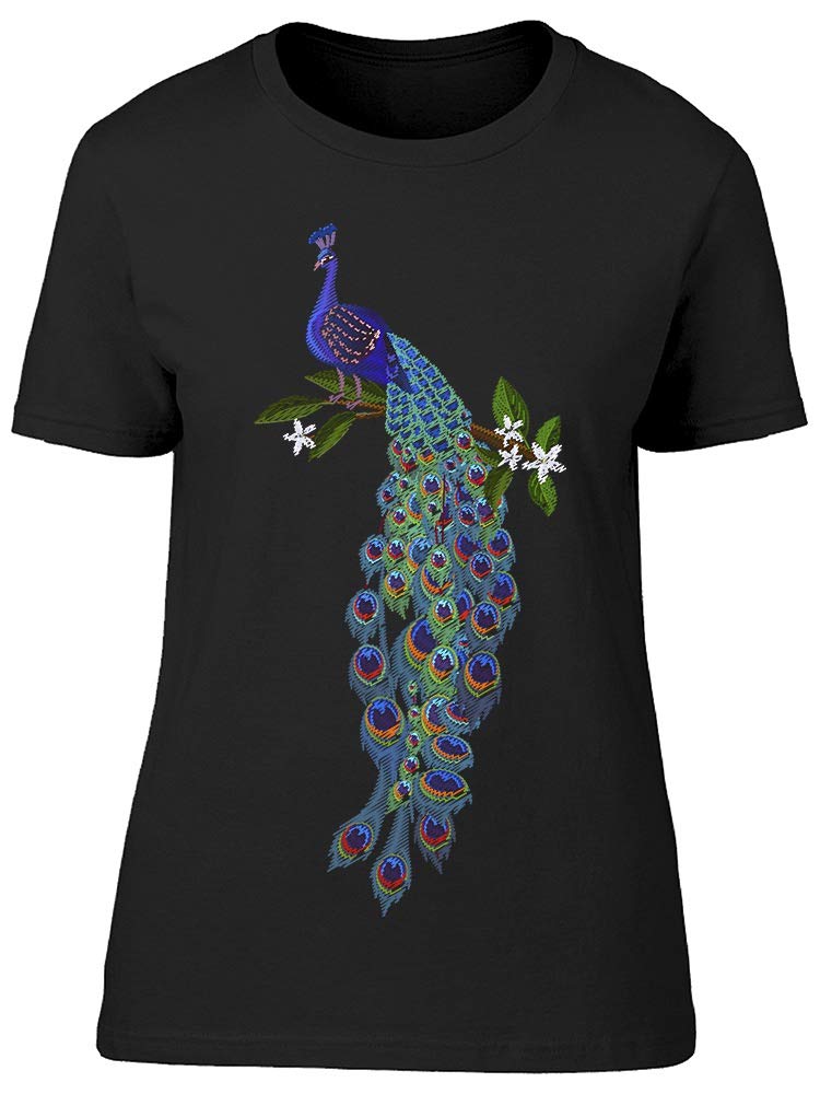 Smartprints Peacock Flowers T-Shirt for Women - Stylish Floral Graphic Tee for Casual Wear & Summer Outfits